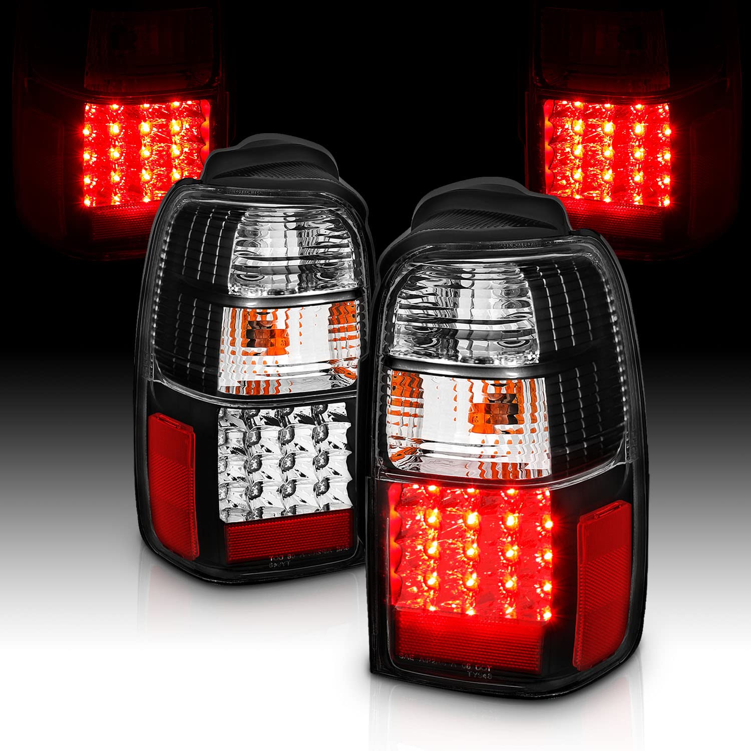 1996-2002 Toyota 4Runner LED Tail Lights Assembly - Black Replacement Set (Pair) for Passenger & Driver Side - Enhanced Visibility & Style Upgrade for Off-Road & Night Driving