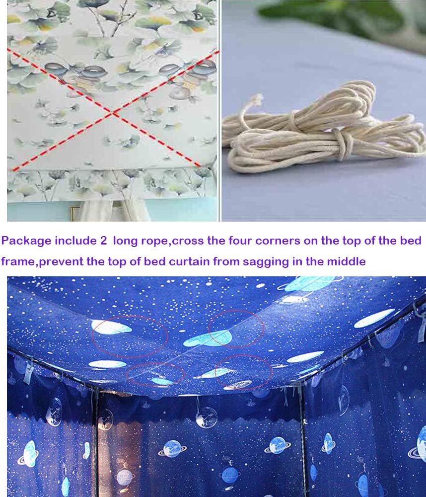 Princess Canopy Bed Curtains for Girls & Adults - Pink Butterfly Design Queen Size Bed Drapes | Elegant Bedroom Decor for Kids' Rooms, Nursery, or Master Bedroom