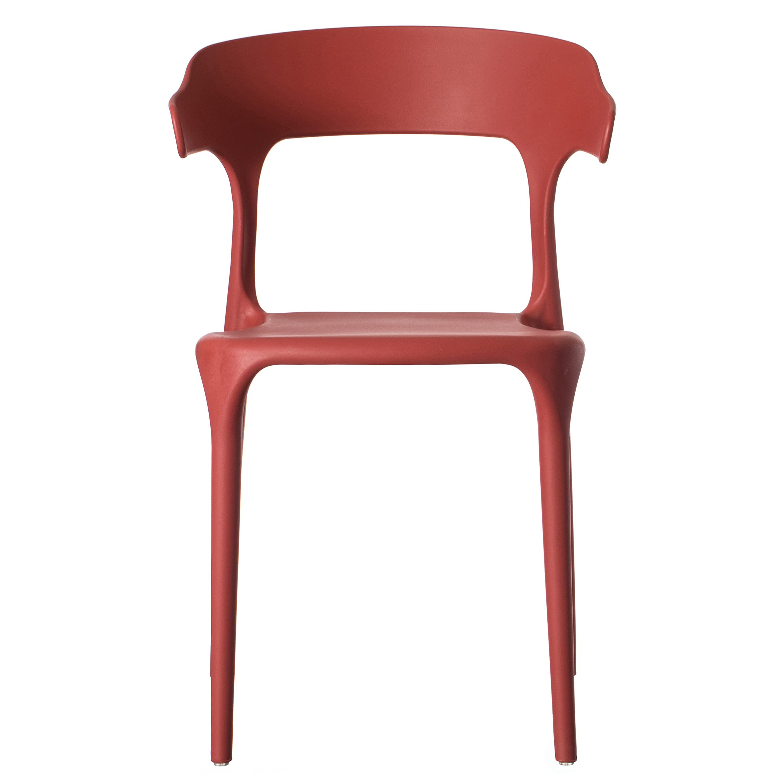 Fabulaxe 4-Piece Red Plastic Outdoor Dining Chairs Set - Modern U-Shaped Back Design for Patio, Garden, Poolside & Backyard Relaxation