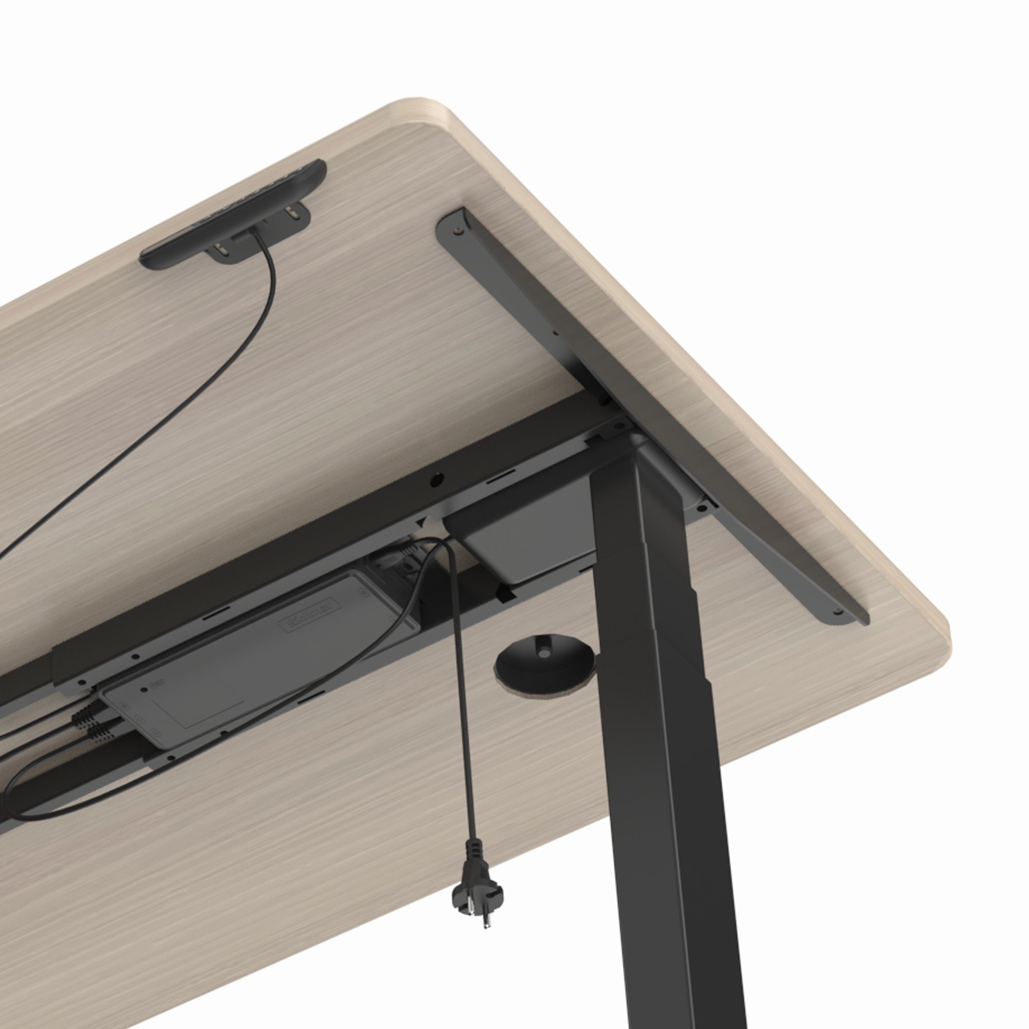 MARLO Single Workstation with Adjustable Height Lift - 1.6M Height Adjustable Standing Desk in Premium Oak & Black Finish - Perfect for Home Office, Study, and Workspace Ergonomics