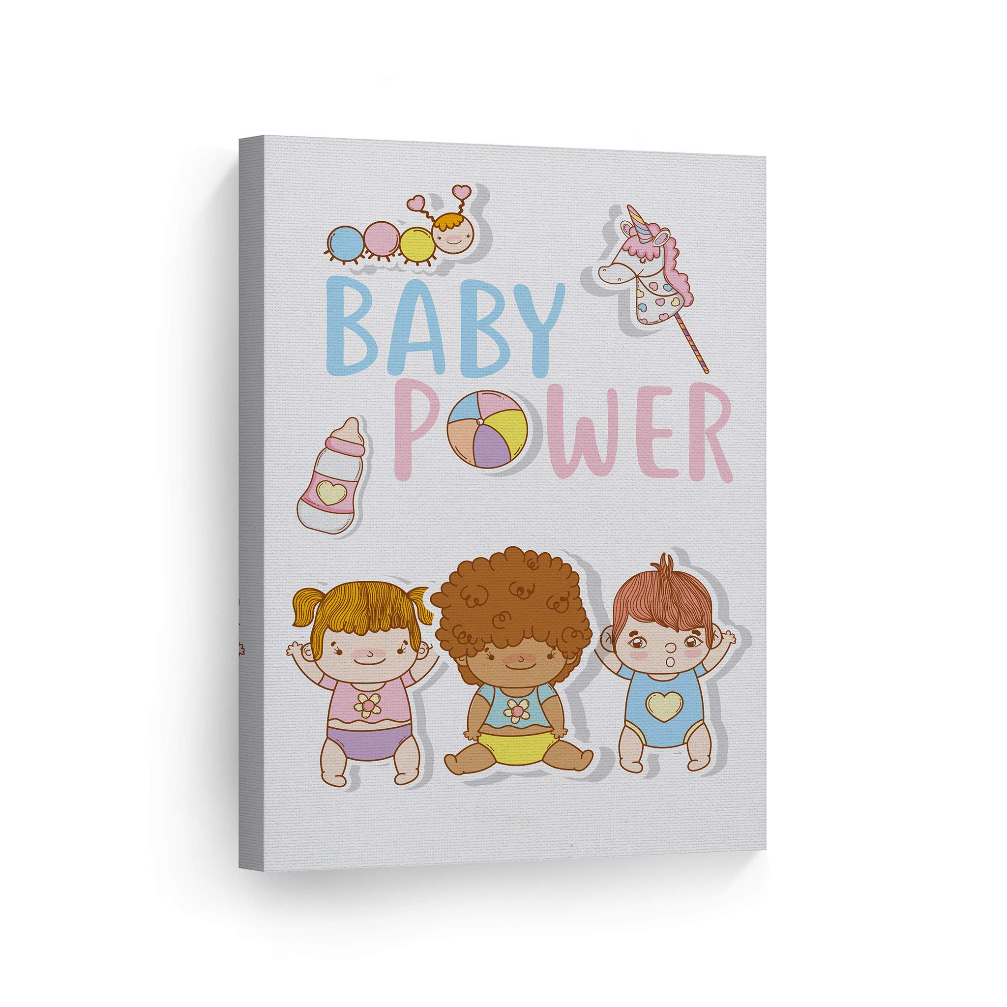 Smile Art Design Cute Baby Power Diversity Kids Anti Discrimination Quote African American Canvas Print - 40x30 Inch Wall Art for Nursery, Baby Room & Kids Bedroom Decor - Ready to Hang, Made in USA | Perfect for Black History Month & Diversity Education
