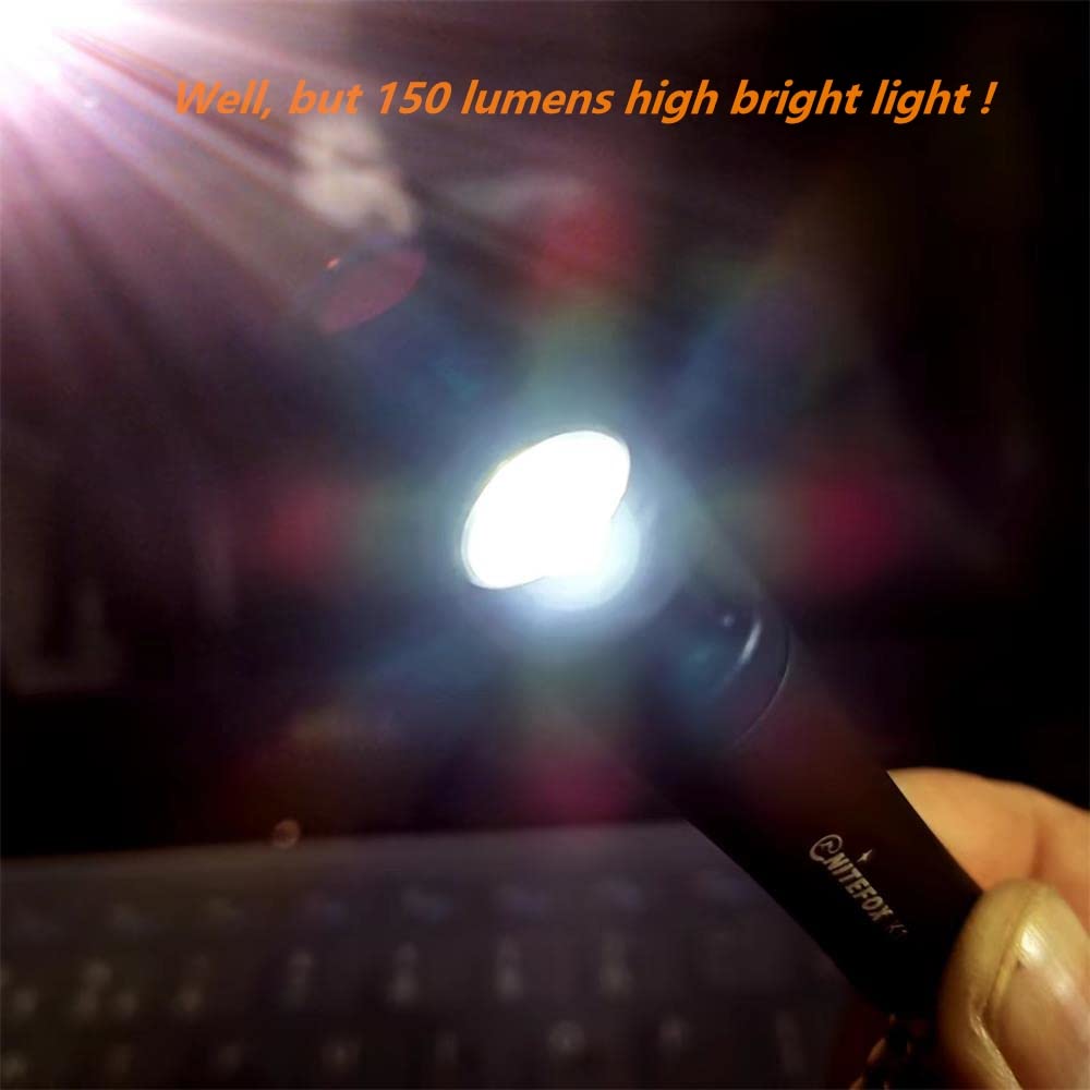Bright Keychain Flashlight K1 - 150 Lumens Ultra Bright LED Mini Flashlight, Waterproof Portable Torch for EDC, Camping, Hiking, Dog Walking, Reading & Emergency Use - Compact Lantern for Outdoor Adventures (Red)
