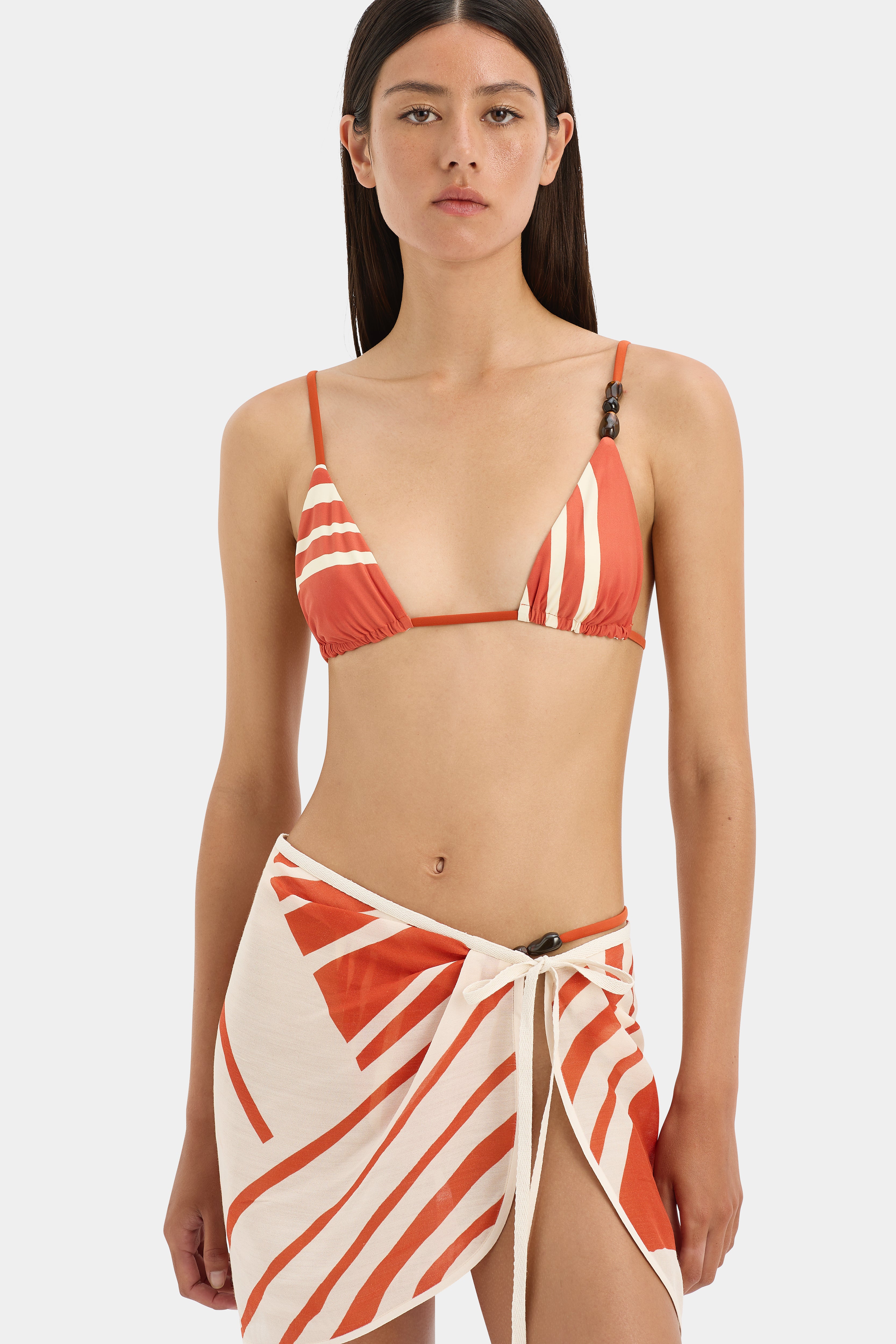 Hibiscus Stripe Calla Sarong - Tropical Floral Wrap Skirt for Beach, Pool, and Summer Vacations