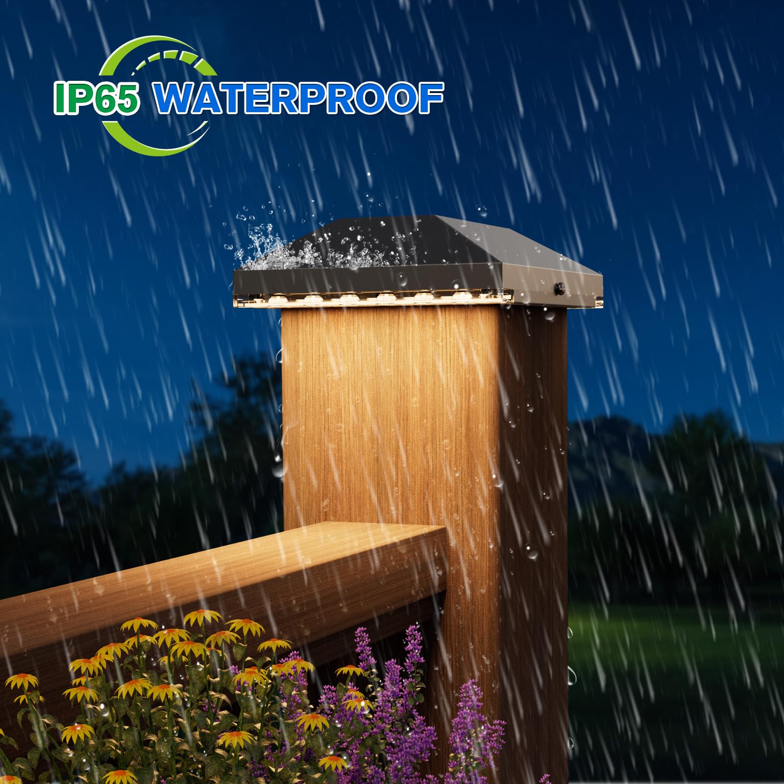 8 Pack Solar Post Cap Lights Outdoor - Waterproof Solar Fence Lights for 4x4 Wooden/Vinyl Posts, Black Solar Deck Lights with Warm White LED - Perfect for Backyard, Deck, Porch, Stair Railings & Garden Pathways (Weatherproof & Energy Saving)