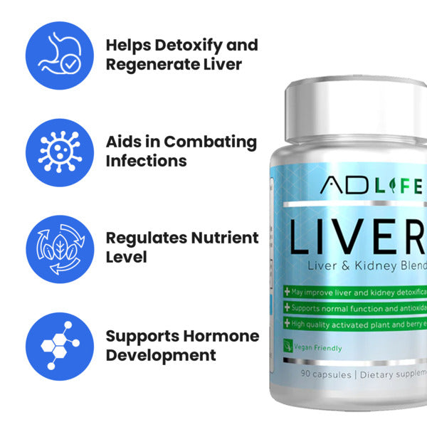 AD Life Liver Support Supplement - 90 Capsules for Detox & Liver Health - Supports Digestion & Energy - Ideal for Daily Wellness & Detox Routine