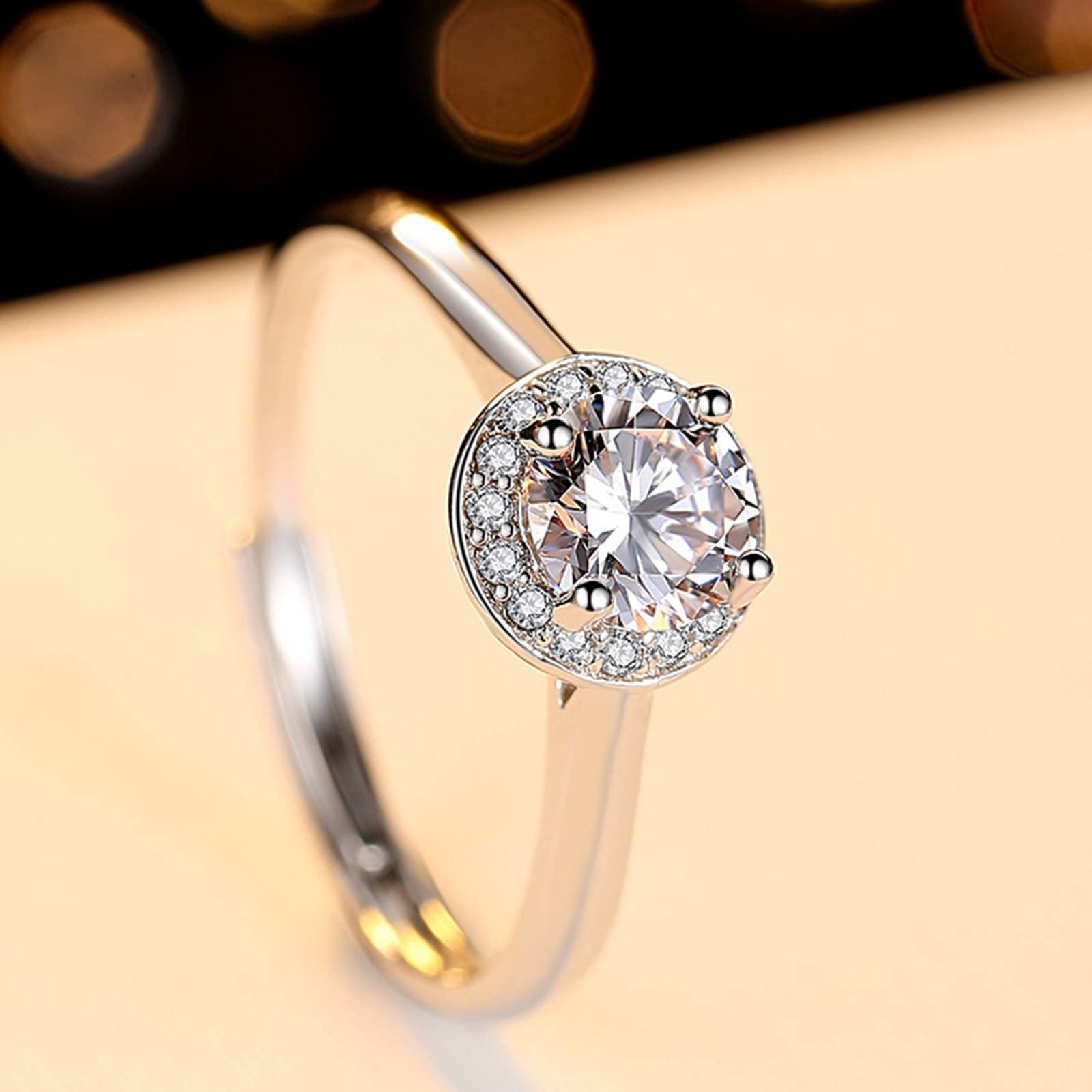 Elegant Sterling Silver Rings for Women - Round White Gold Plated Zirconia Wedding Bands & Engagement Rings | Perfect for Bridal Jewelry, Anniversary Gifts & Special Occasions