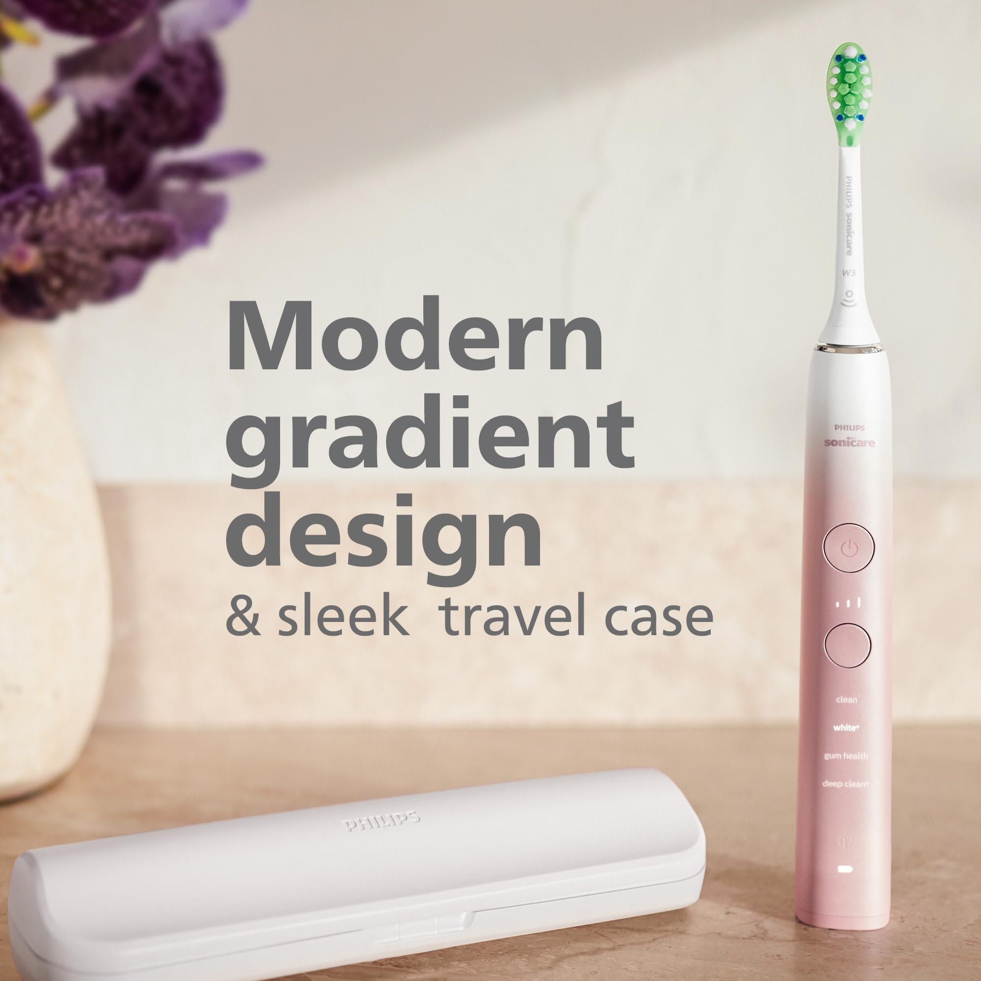 Philips Sonicare DiamondClean 9000 Special Edition Rechargeable Electric Toothbrush - HX9911/90 in White & Pink | Professional Teeth Cleaning for Whitening, Plaque Removal & Gum Care | Perfect for Travel & Home Use