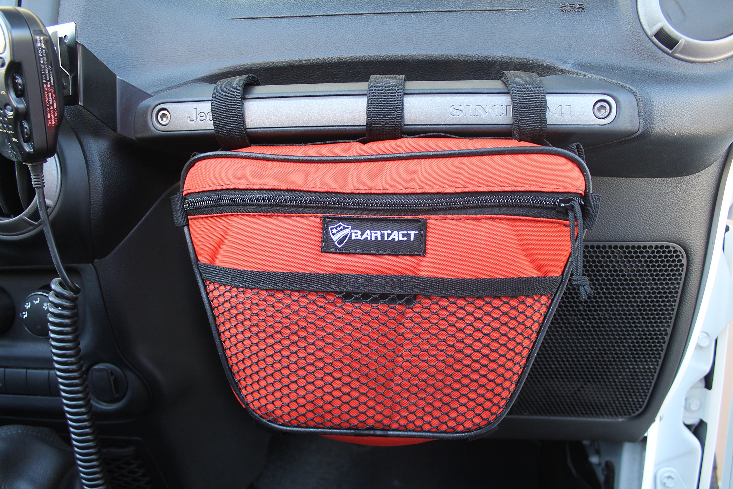 Bartact Jeep Wrangler Dash Bag - Passenger Side Grab Handle Storage Organizer - Durable Fabric in Orange - Perfect for Off-Roading & Adventure Gear Organization