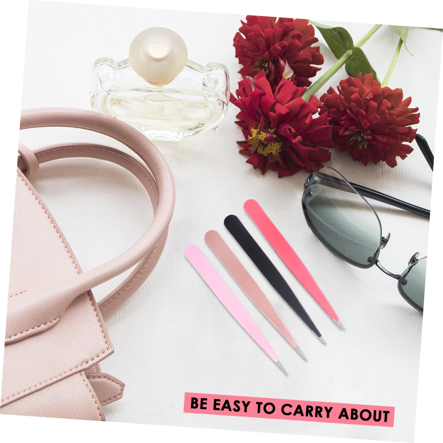 4pcs Stainless Steel Eyebrow Tweezers - Colored Eyebrow Clips, Facial Hair Removal Tool, Eyebrow Trimmer & Pointed Tip Beauty Tweezers for Precise Grooming | Perfect for Eyebrow Shaping, Facial Hair Removal & Makeup Application