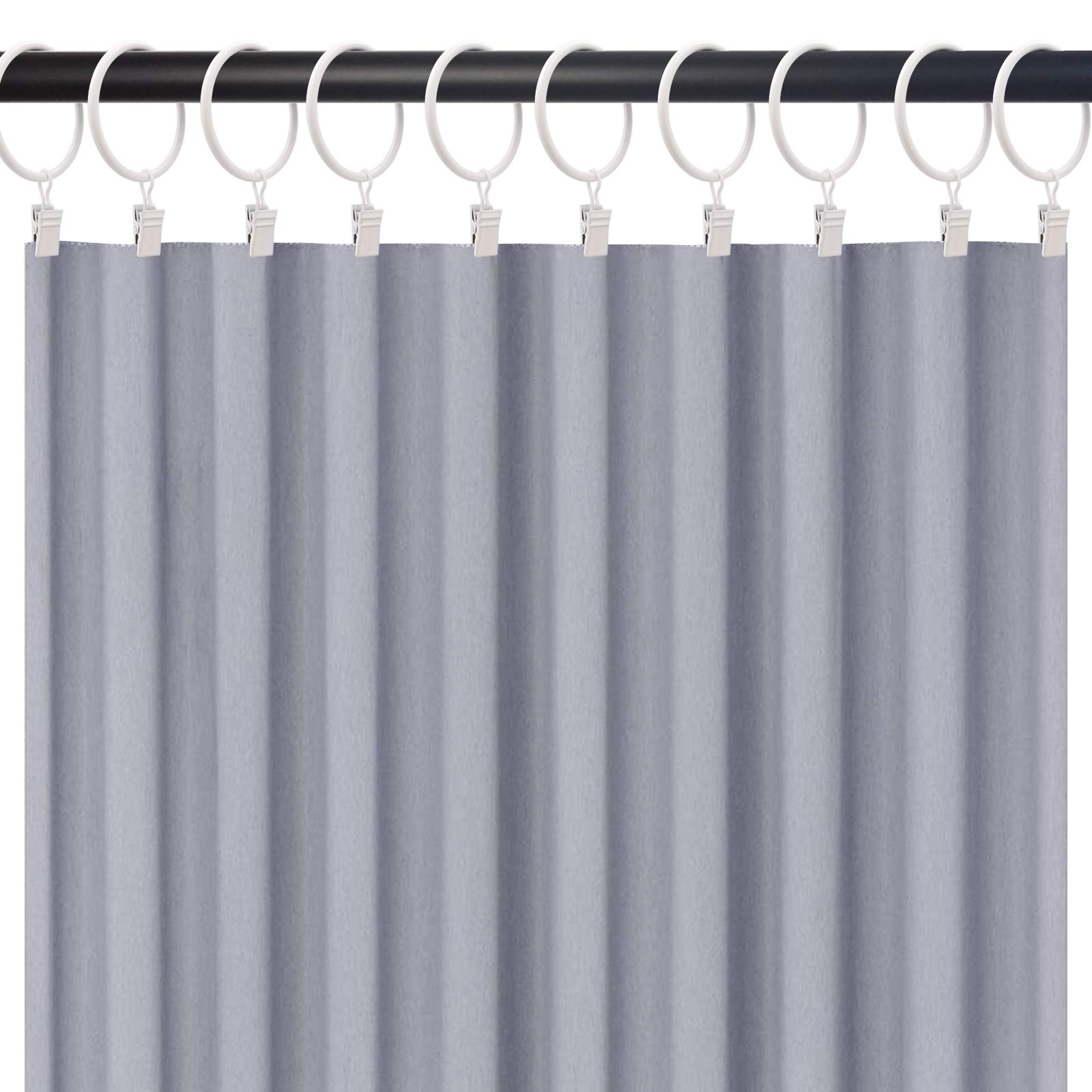 20 Pack White Curtain Rings with Clips - 1.77 Inch Inner Diameter Drapery Hooks for Hanging Drapes, Bows & Hats - Fits up to 1.5 Inch Curtain Rods - Perfect for Living Room, Bedroom & Window Decor
