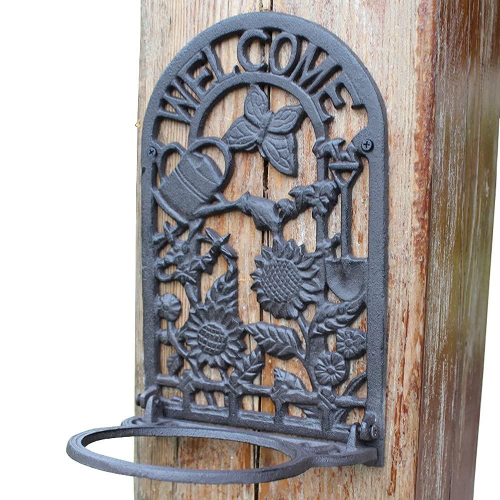 Vintage Cast Iron Wall Hanging Flower Basket - Antique Garden Decor for Outdoor & Indoor Use - Perfect for Patio, Balcony, Porch and Yard Decoration