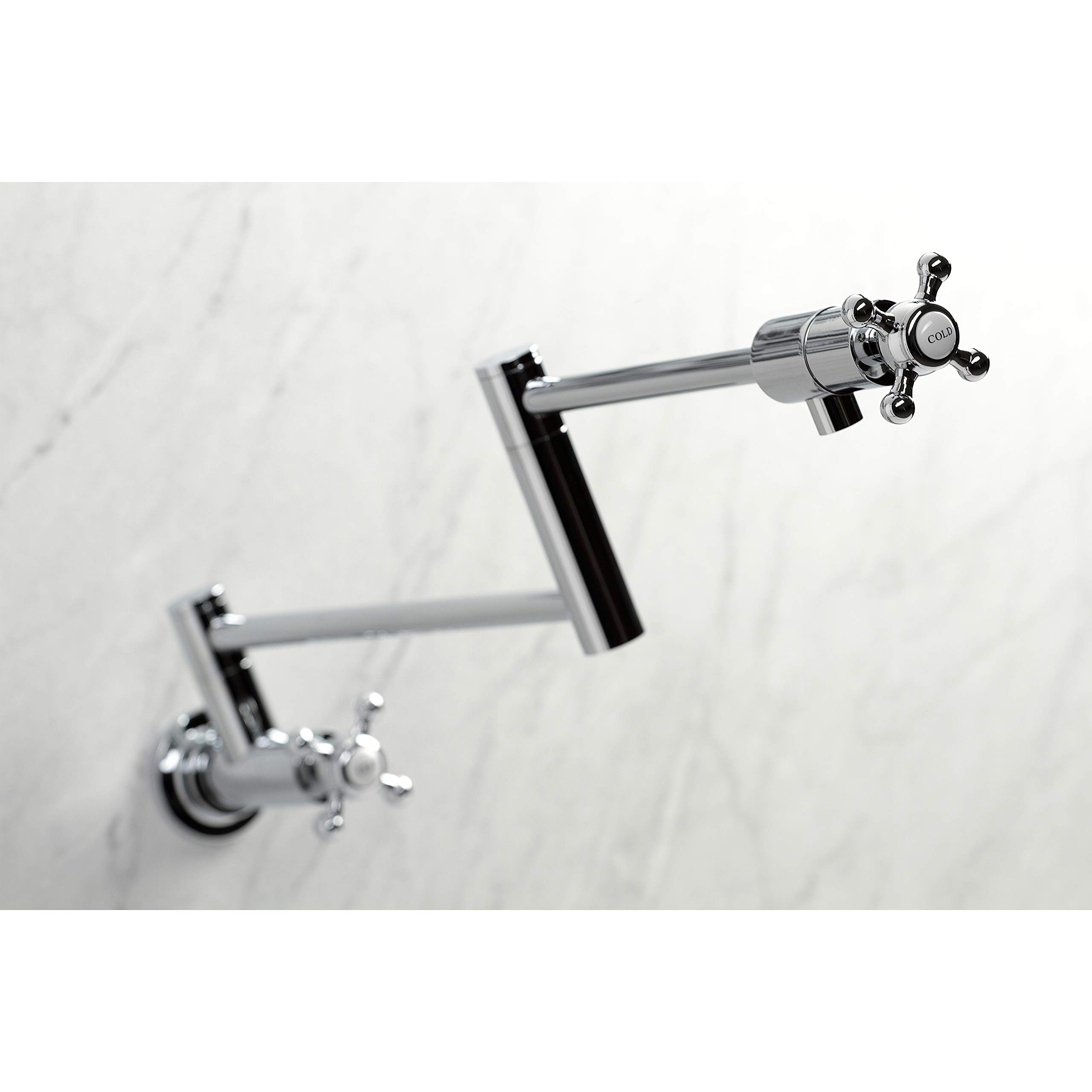 Kingston Brass KS4101BX Metropolitan Wall Mount Pot Filler Faucet - Polished Chrome Finish - Ideal for Kitchen, Cooking & Filling Large Pots with Ease