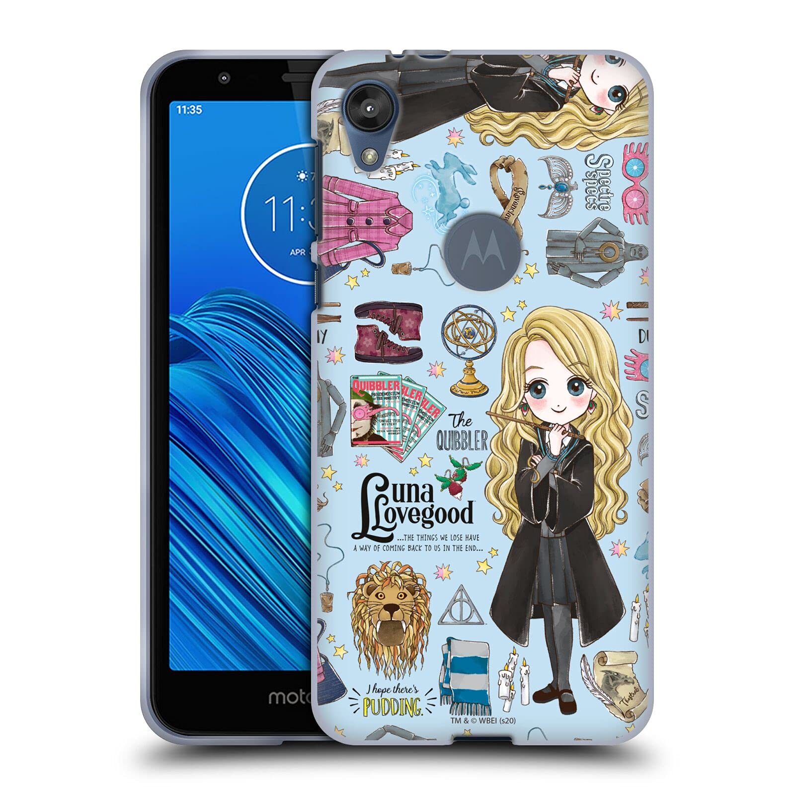 Head Case Designs Harry Potter Luna Lovegood Deathly Hallows Soft Gel Case for Motorola Moto E6 - Protective Phone Cover for Fans, School, Work & Travel