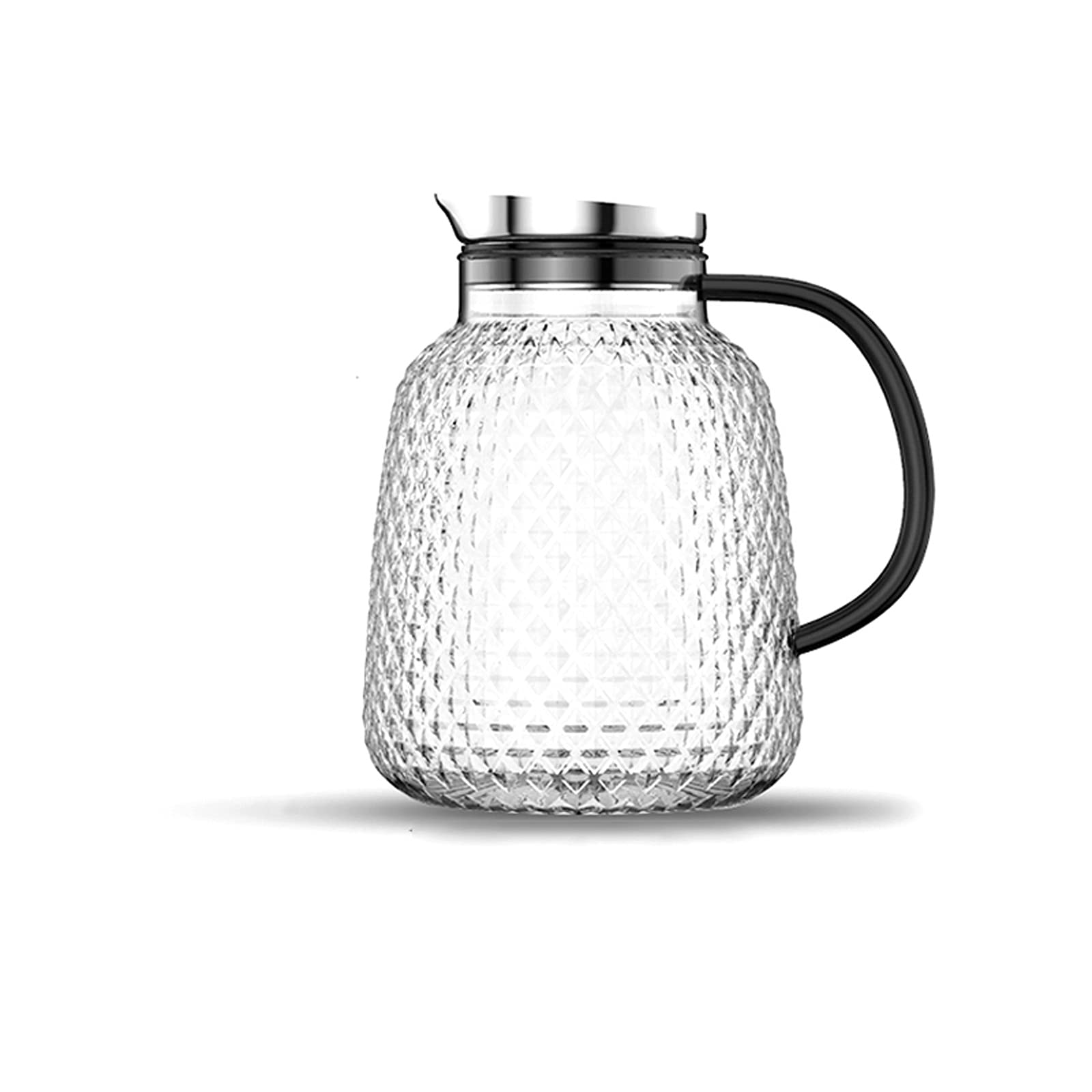 Premium Glass Water Pitcher with Stainless Steel Lid & Ergonomic Handle - 68oz (2000ml) Beverage Dispenser for Homemade Juice, Iced Tea, Lemonade & Infused Water - Perfect for Parties, BBQs, Kitchen & Dining Table Use