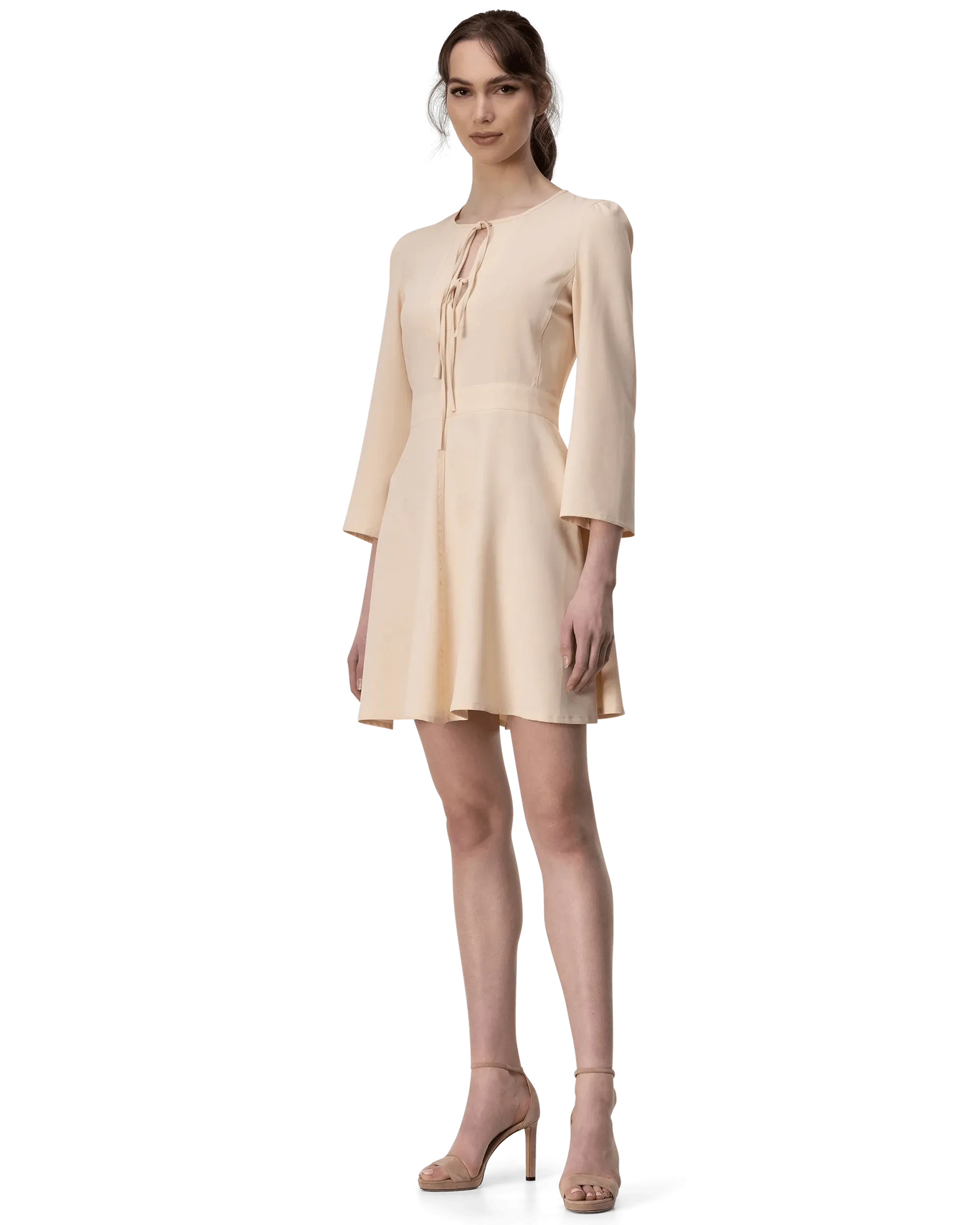 Elegant Bow Neck Crepe Dress for Women - Flowy Party & Wedding Guest Outfit - Perfect for Cocktail Dresses, Evening Events & Special Occasions