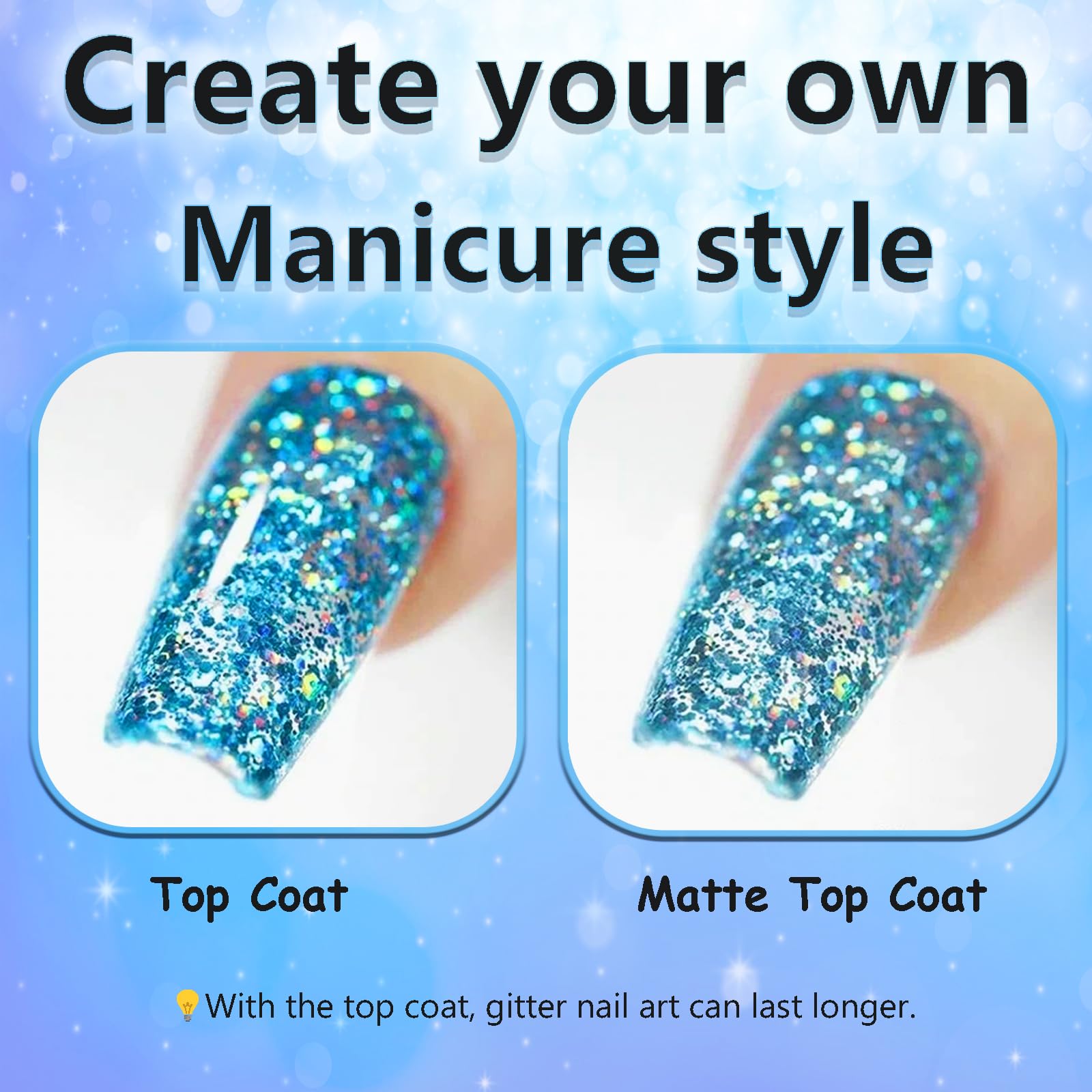 Blue Glitter Nail Polish - 10ML Holographic Rainbow Nail Polish with Iridescent Sparkle - Quick Dry Shimmer Nail Polish for DIY Nail Art - Perfect for Parties, Weddings, and Special Occasions