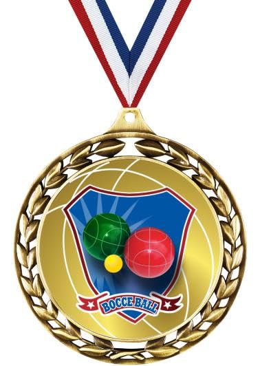 2.5 Inch Laurel Wreath Bocce Ball Medals - Premium Sports Awards for Kids & Adults - Perfect for Tournaments, Championships and Team Recognition Ceremonies