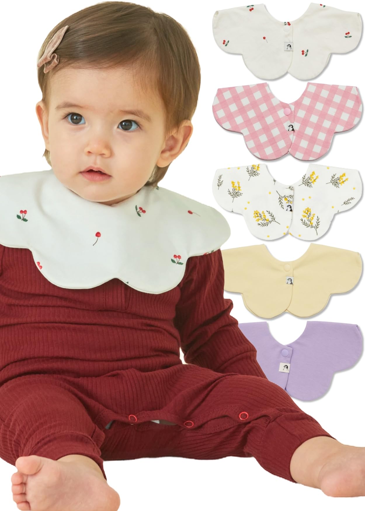 Konny Baby Bibs 5-Pack - 360° Rotating Soft & Absorbent Bandana Drool Bibs for Boys & Girls - Essential Baby Feeding & Teething Accessories for Mealtime, Playtime & Drool Protection