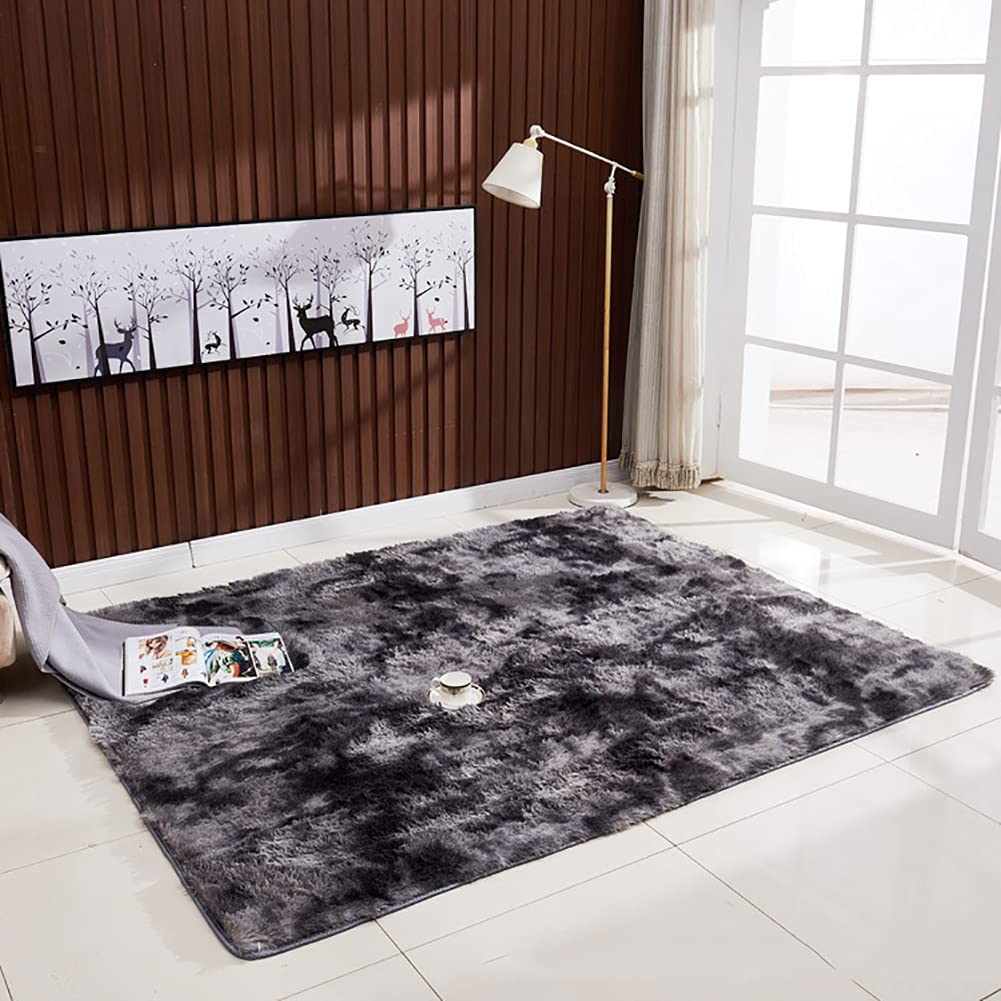 Non-Slip Shaggy Area Rug - Ultra Soft Plush Carpet for Bedroom & Living Room - Fluffy Floor Mat (Black, 120x160cm) - Perfect for Cozy Home Decor & Kids Play Area