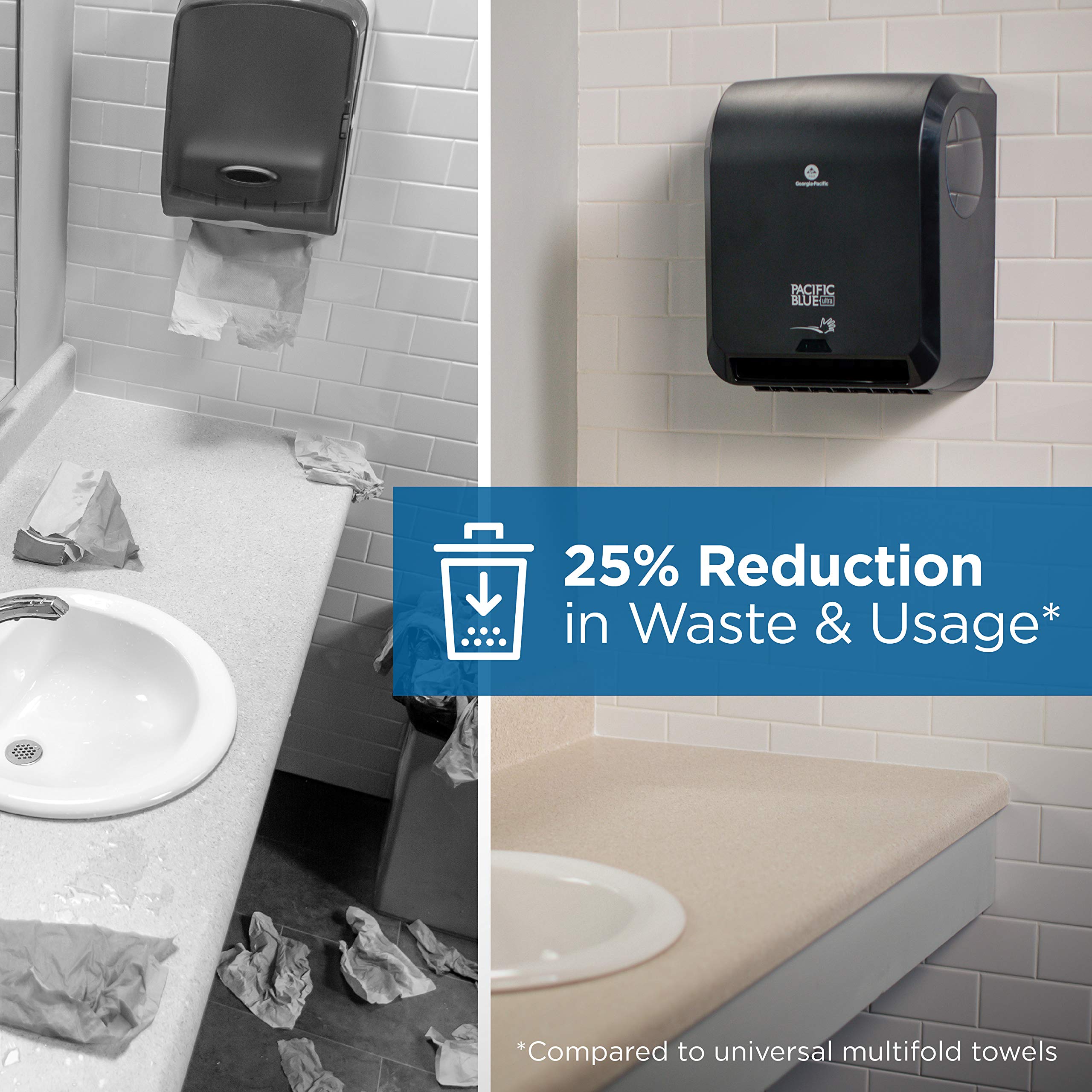 Pacific Blue Ultra 8 High Capacity Automatic Touchless Paper Towel Dispenser - Hands-Free Sanitary Solution for Restaurants, Offices, and Public Restrooms