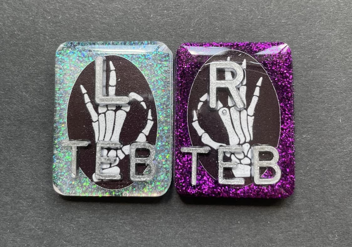 Skeleton Hand X-ray Markers - Personalized Rectangle Glitter Markers with 2-3 Initials - Perfect for Radiologists, Medical Students & Halloween Decor