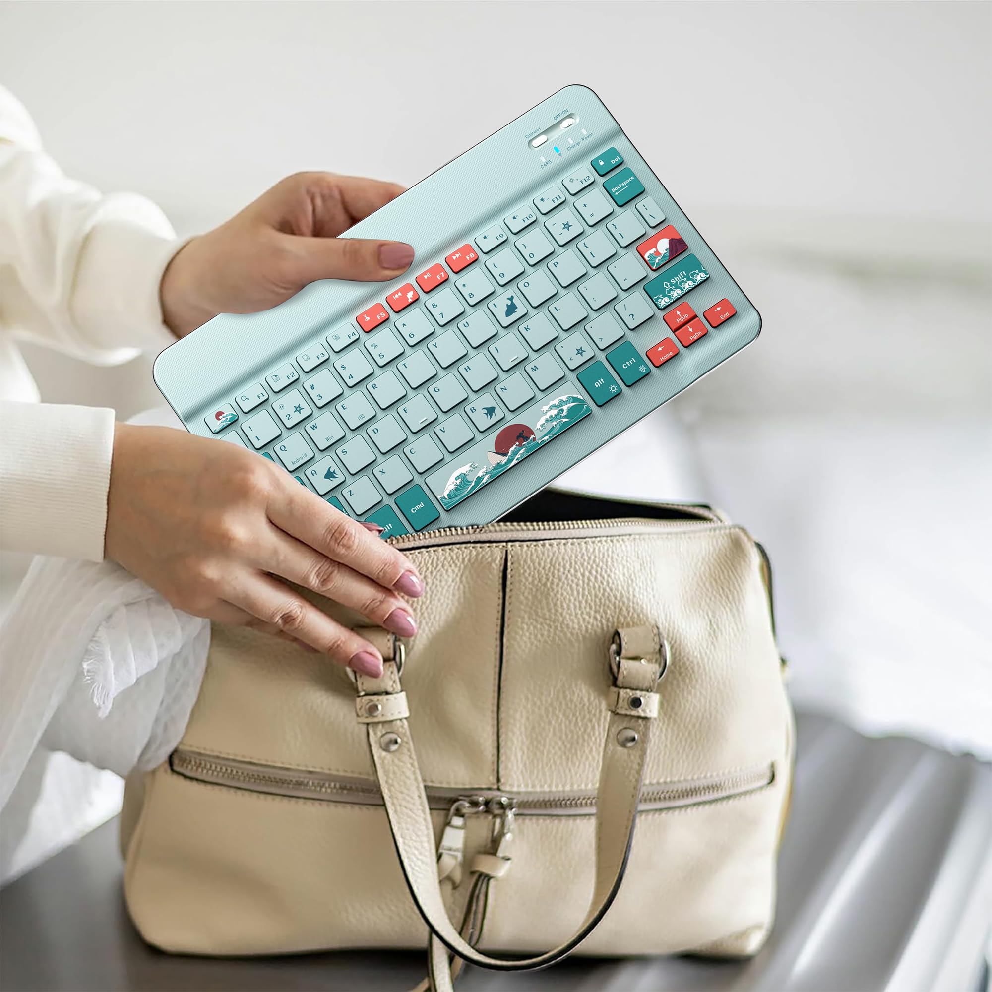 Ultra-Thin Bluetooth Keyboard for iPad 10th/9th/8th/7th Gen, iPad Pro, iPad Air 13/11 inch & iPad Mini - Rechargeable Wireless Keyboard Compatible with iOS/Android Devices | Perfect for Home Office, Travel & Remote Work