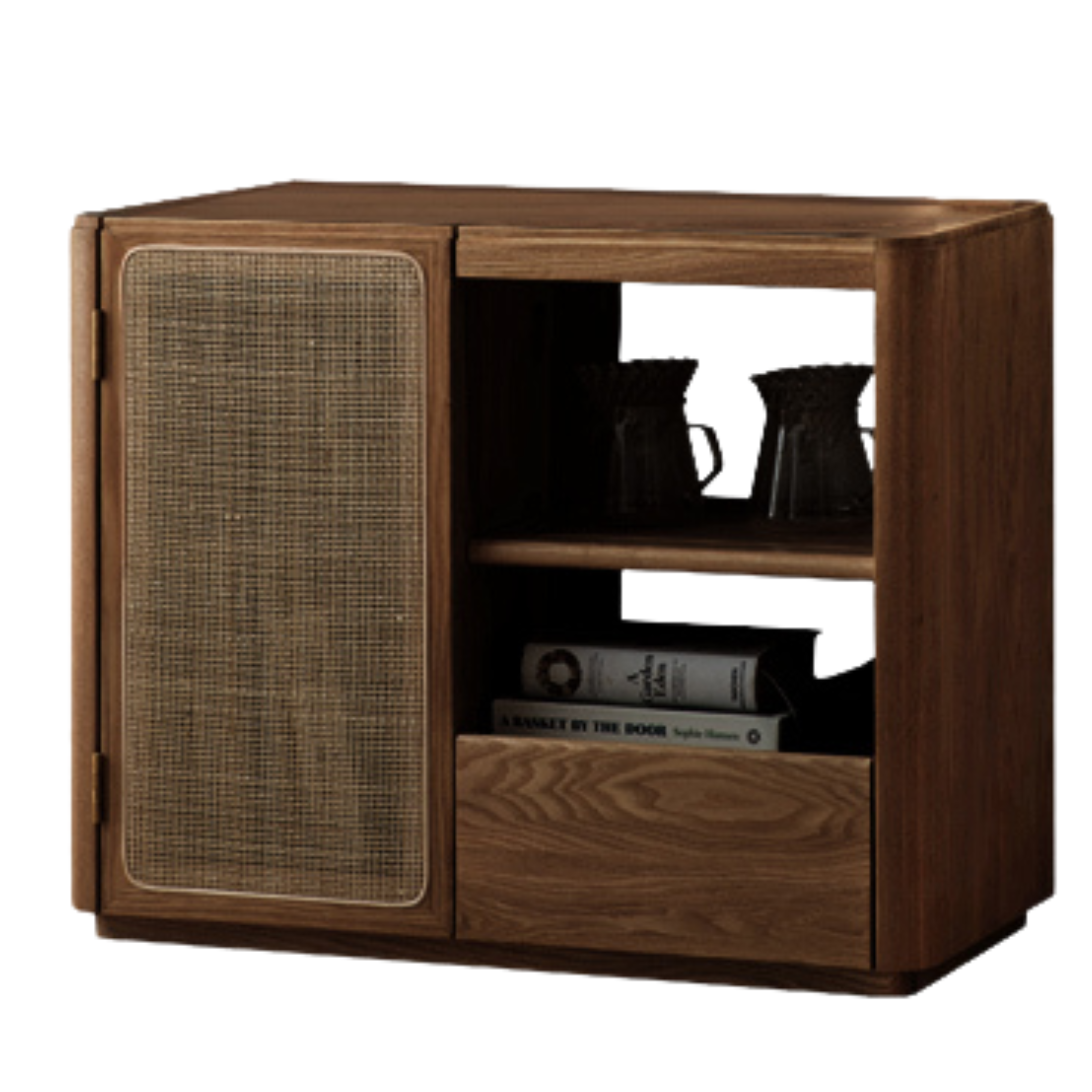 Solid Oak and Ash Wood Tea Maker Mobile Side Cabinet - Portable Side Table for Living Room, Bedroom, or Office