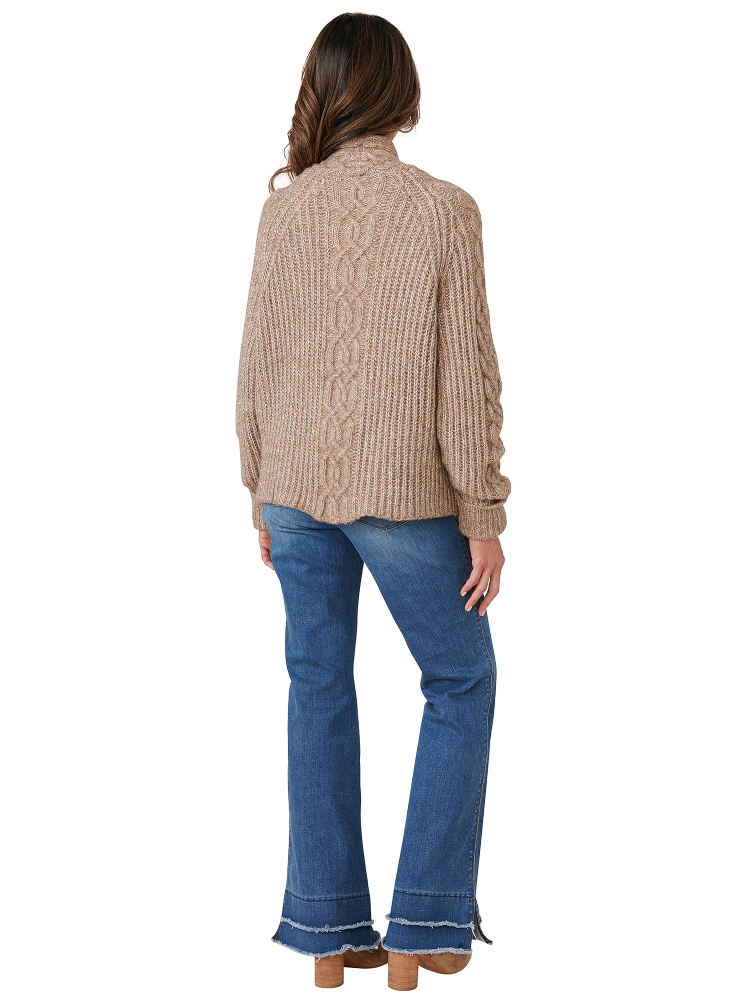 Democracy Women's Long Sleeve Cable Knit Sweater - Cozy Winter Pullover for Casual Outfits & Office Wear