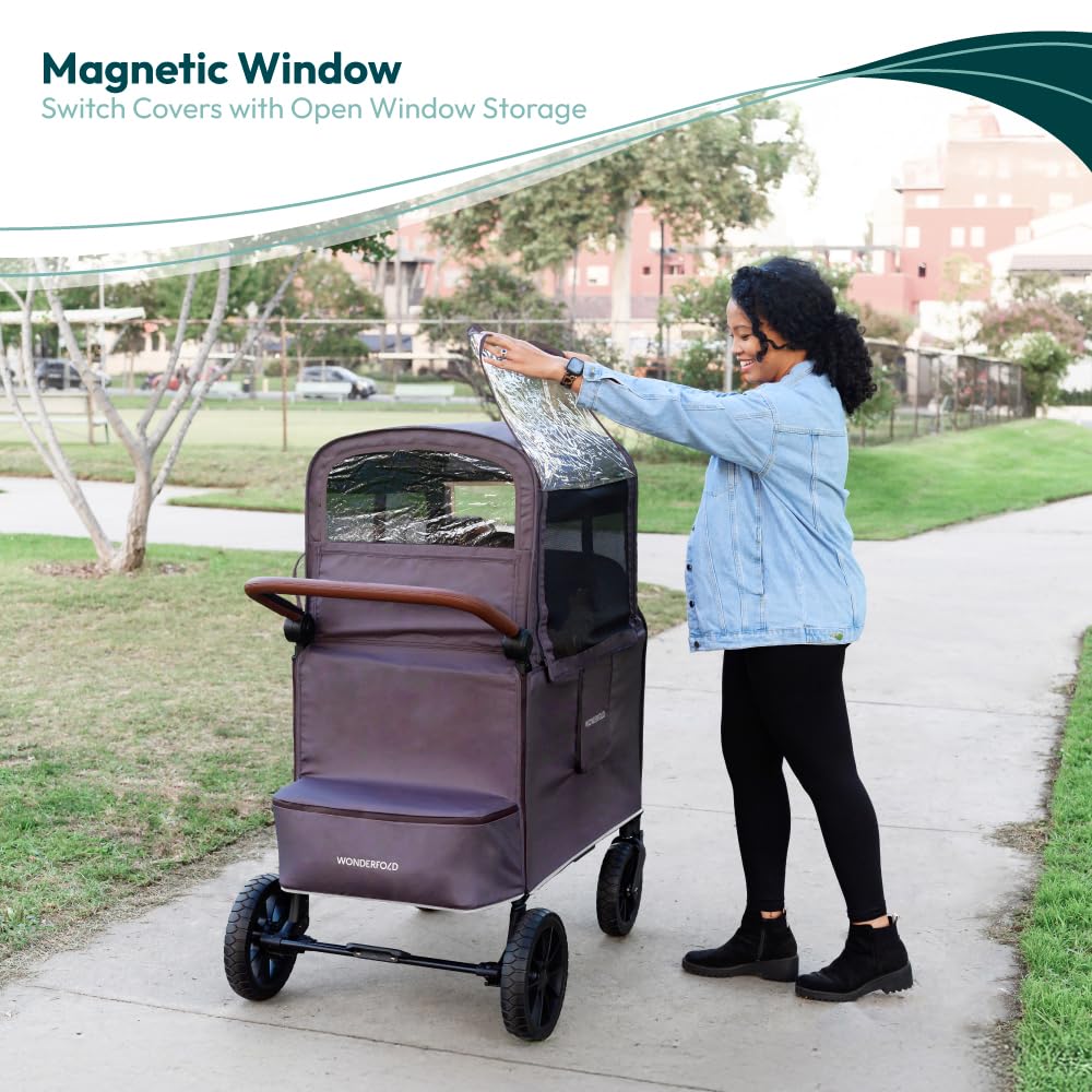 WONDERFOLD W4 Elite/Luxe Collapsible Wagon Stroller Weather Cover - Waterproof Rain Protection with Easy Installation | Perfect for Outdoor Adventures, Beach Trips & Family Outings