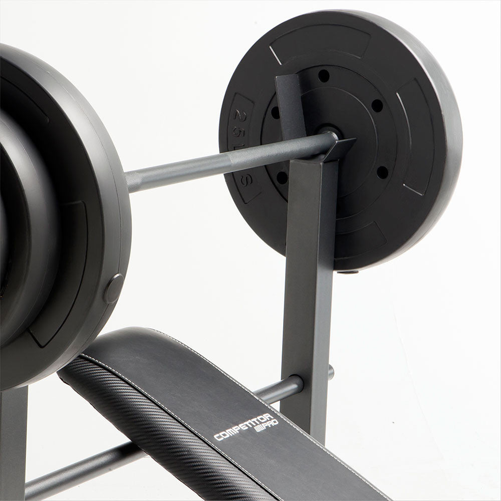 Competitor Pro Standard Weight Bench with 100lb Plate Set - Heavy Duty Home Gym Equipment for Strength Training & Fitness Workouts | CB 5573