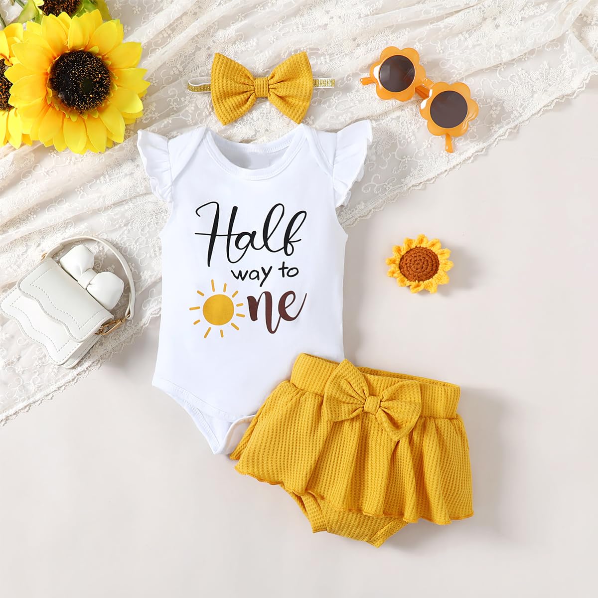 Adorable Baby Girl Half Birthday Outfit - 1/2 Year Bee-Themed Skirt Set for Half Way to One Celebration | Perfect for Photoshoots, Birthday Parties & Special Occasions