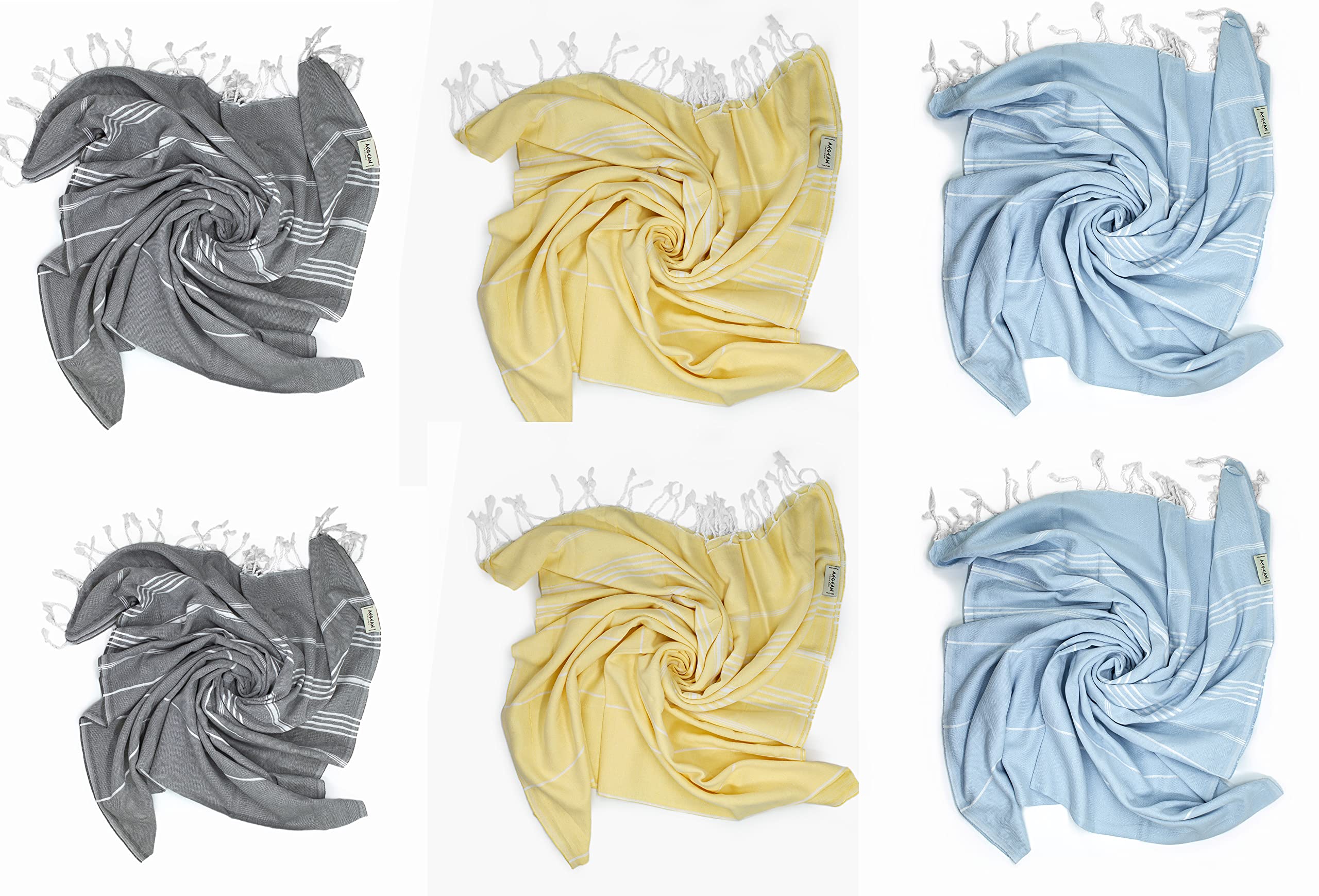 AEGEAN CONCEPT - Premium 100% Cotton Turkish Beach Towel Set of 6 (37