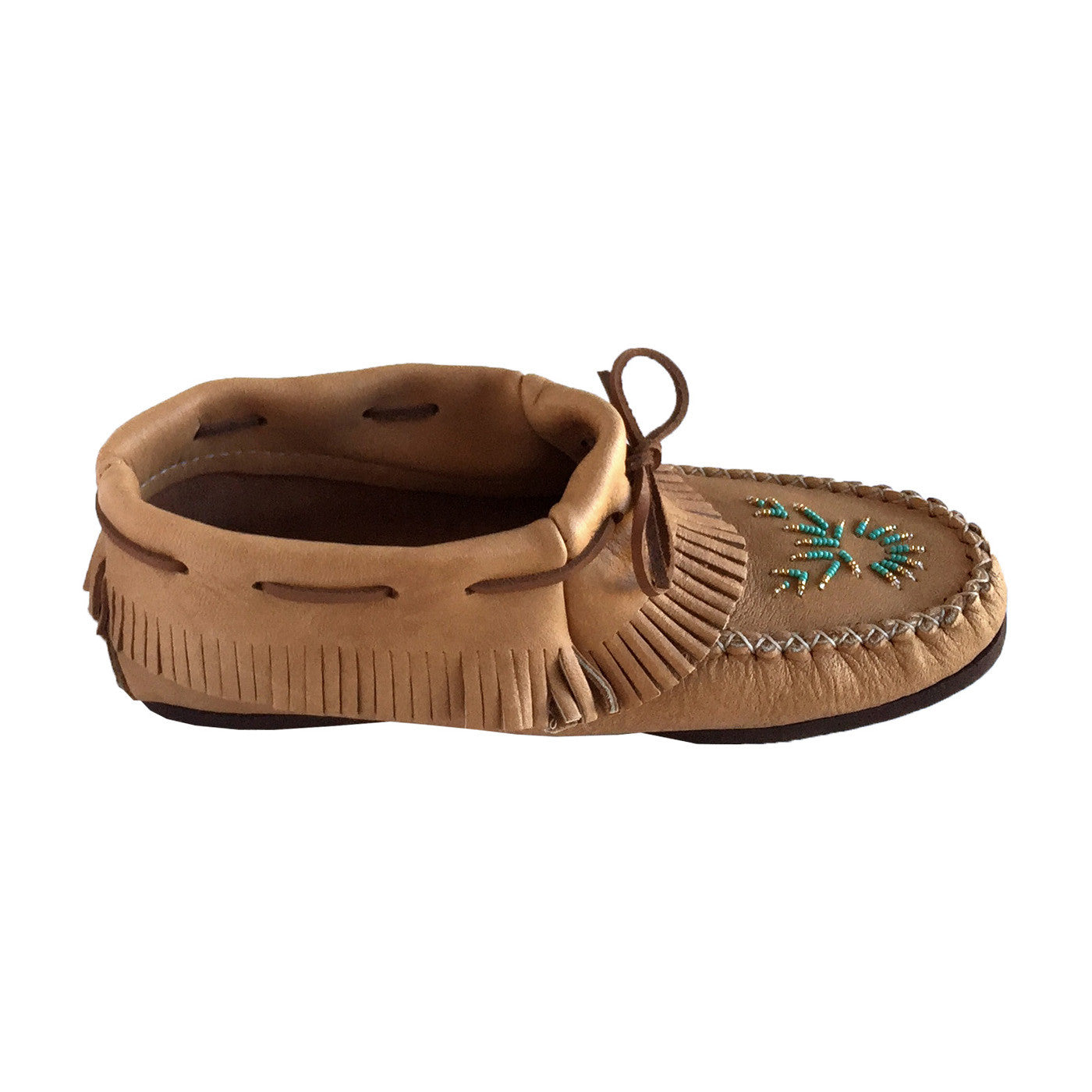 Women's Soft Moose Hide Leather Moccasins with Rubber Sole & Fringed Design - Comfortable Indoor/Outdoor Slip-On Shoes for Casual Wear & Home