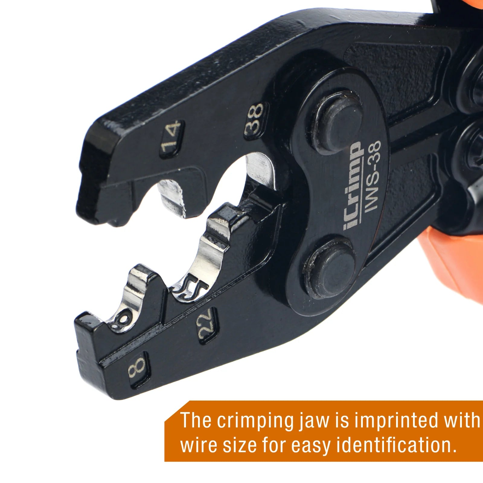 IWS 38 Non-Insulated Terminal Crimping Tool for AWG 8-2 - Professional Wire Crimper for Butt, Splice, Open & Plug Connectors - Perfect for Automotive, Electrical & DIY Projects