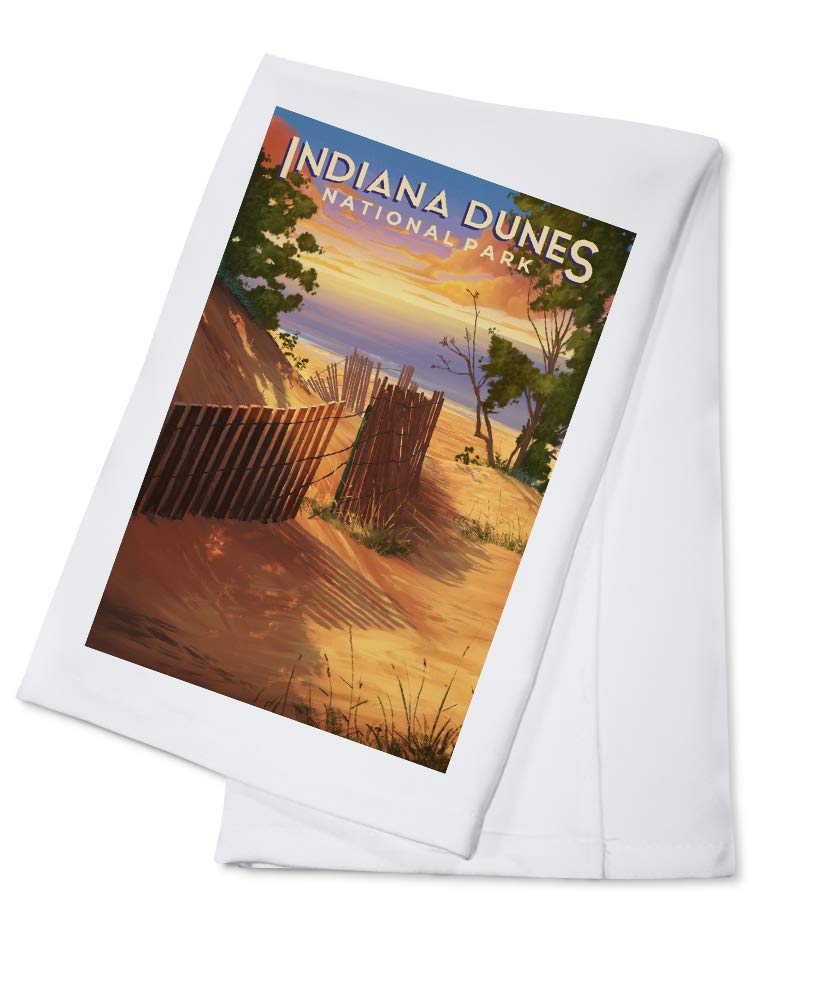 Indiana Dunes National Park Oil Painting - 100% Cotton Tea Towel Set | Decorative Hand Towel for Kitchen, Bathroom & Home Decor | Perfect for Gifts, Housewarming & Coastal Theme Decorations
