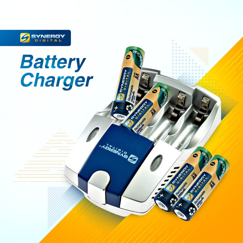 Synergy AA & AAA NiMH Battery Charger for Panasonic DMC-LZ6S Camera - 4x 2800mAh Rechargeable Batteries with Car/EU Adapters - Perfect for Travel Photography