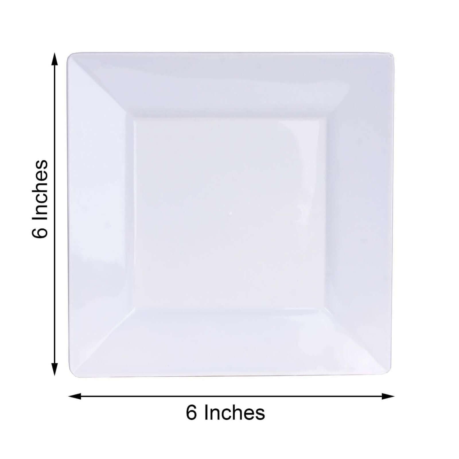 Efavormart 10 Pack - 6 Inch White Disposable Plastic Square Salad Dessert Plates for Wedding, Birthday Party, Reception, Buffet, Catering, Restaurant & Upscale Events - Perfect for Desserts, Appetizers, Snacks & Party Serving