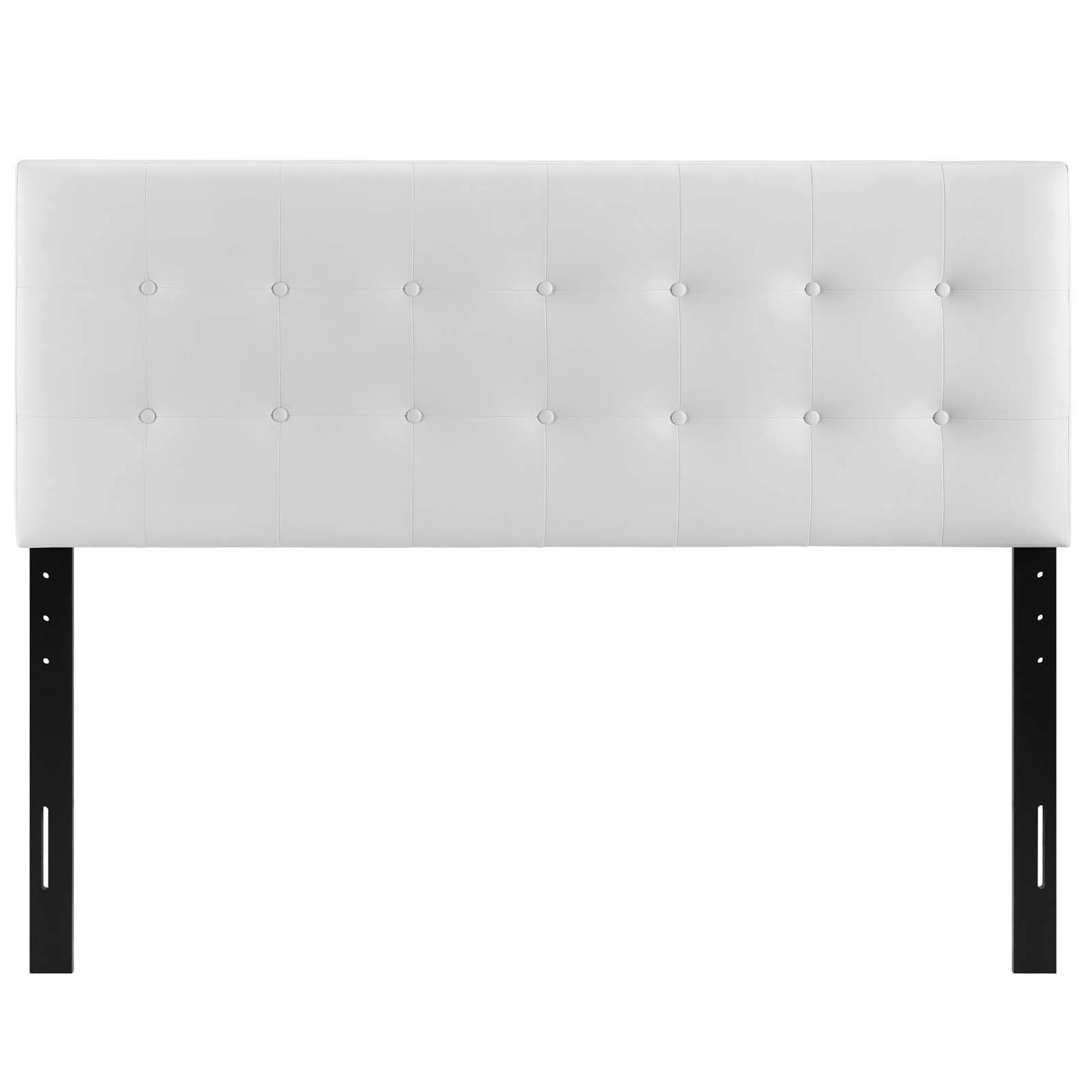 Modern Tufted Upholstered Headboard - Full Size White Faux Leather for Bedroom - Perfect for Contemporary Urban Home Decor & Cozy Master Suite Upgrade