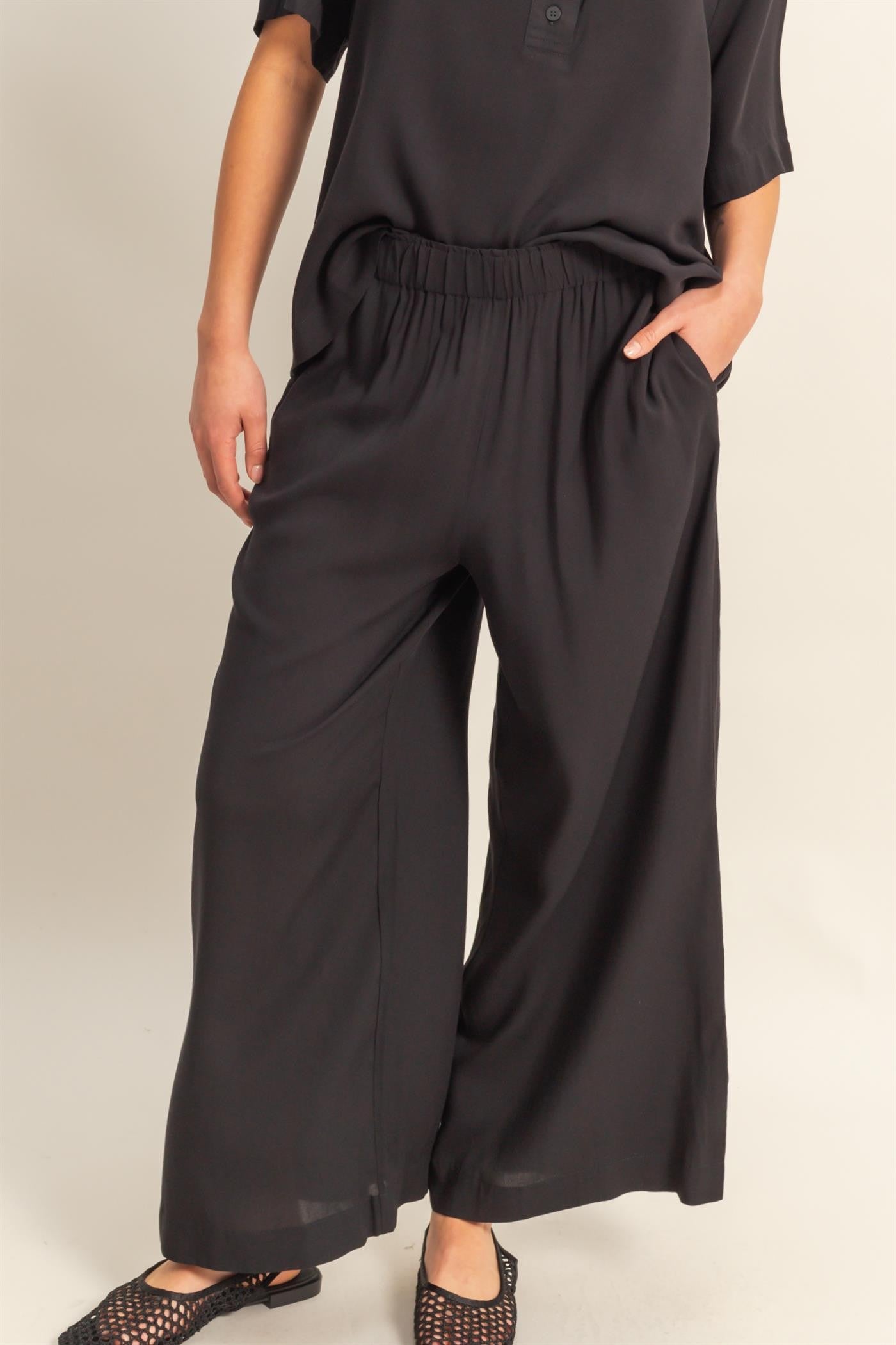 Flowy Wide Leg Pants for Women - High Waisted Linen Palazzo Pants - Comfortable Summer Lounge & Travel Pants for Beach, Yoga, and Casual Wear