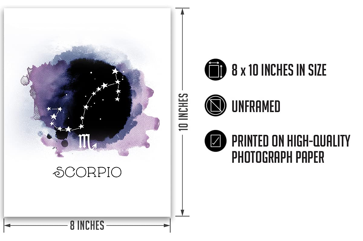 Govivo Scorpio Astrology Poster | Zodiac Sign Gift for Women & Men | Boho Wall Art Decor | Astrology Room Decor (10