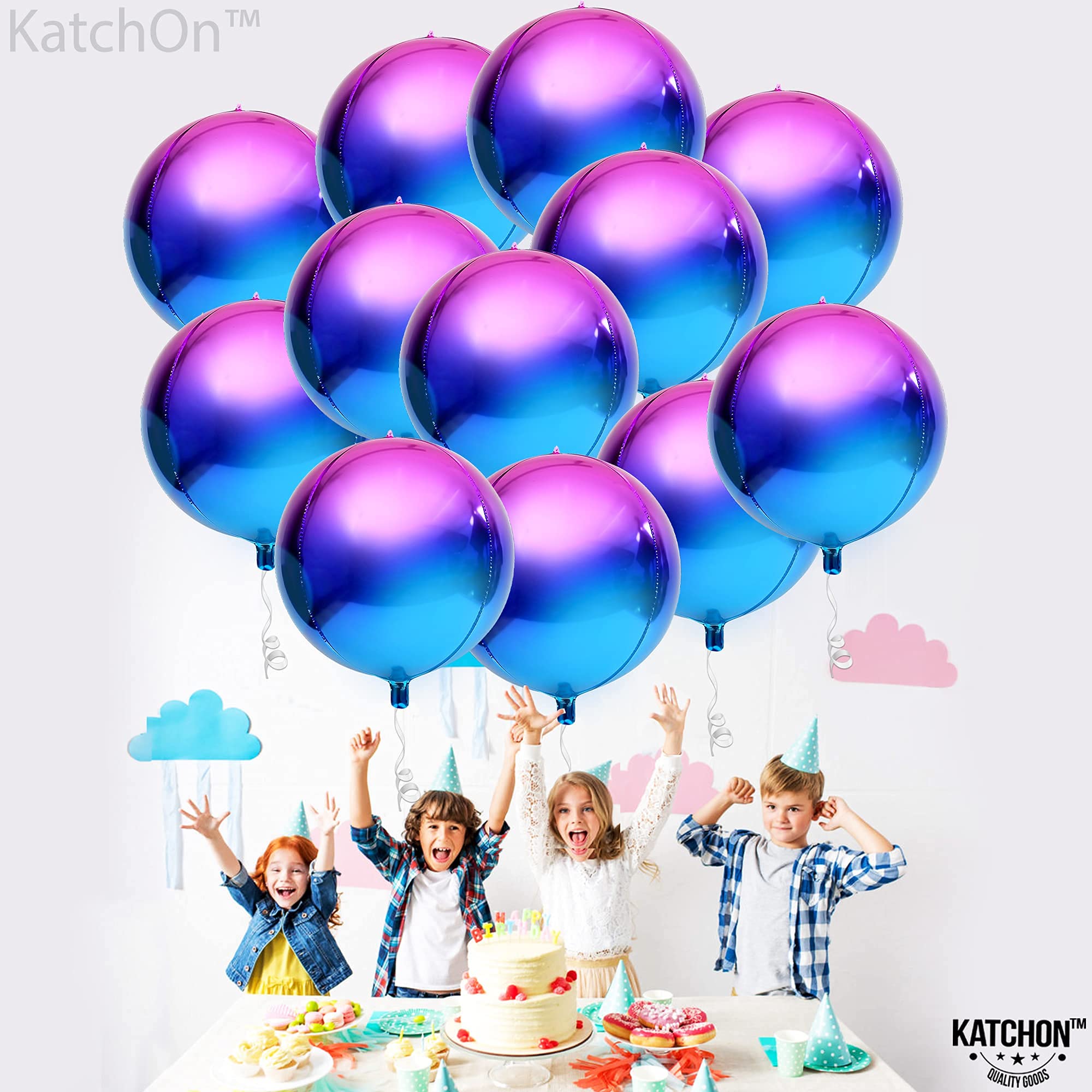 Katchon 22 Inch Purple Galaxy Balloons - Pack of 12 | Metallic & Iridescent Party Balloons for Galaxy Themed Decor | Perfect for Birthday Parties, Baby Showers & Space-Themed Events