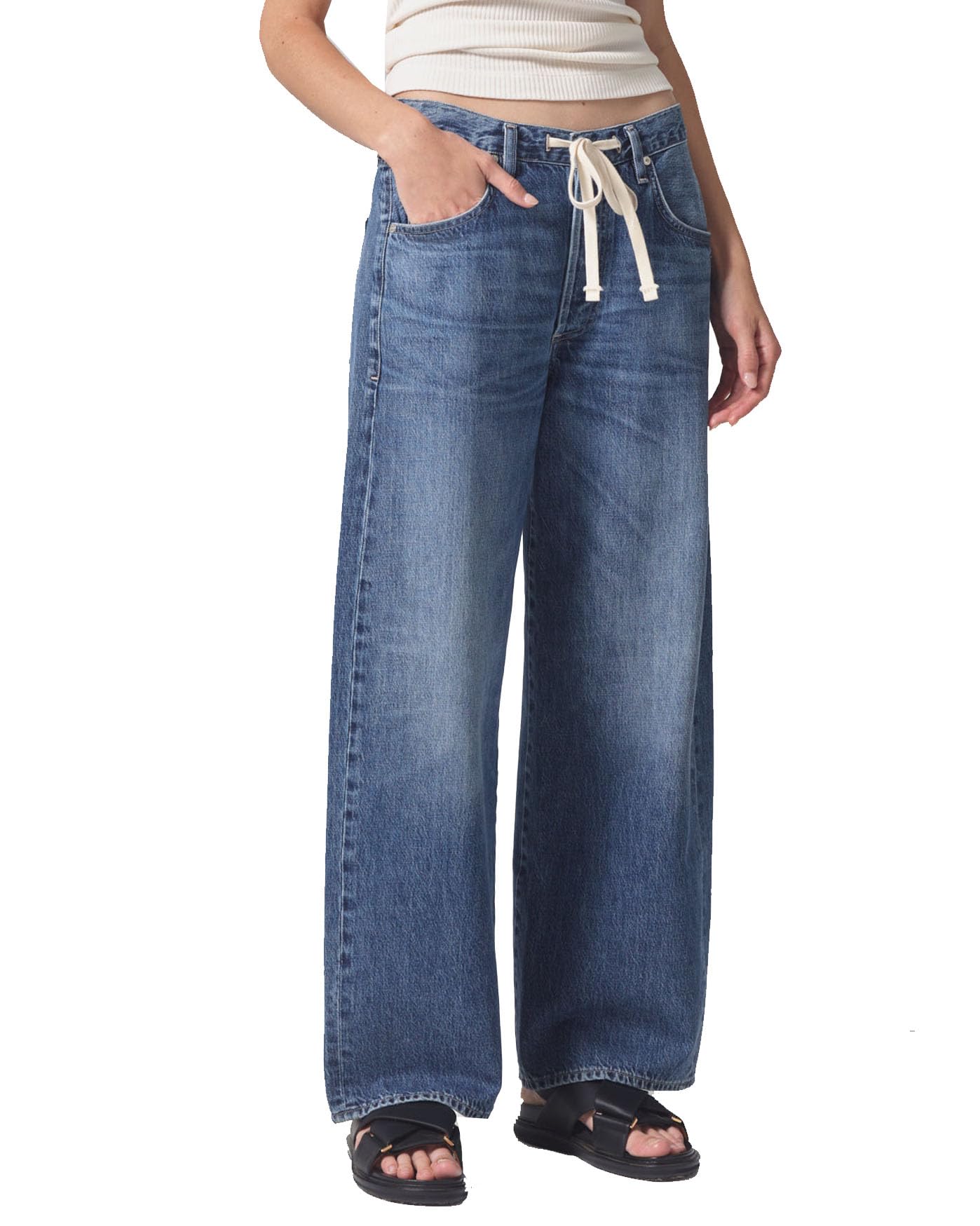 SCOFEEL Women's High Waist Wide Leg Baggy Jeans - Stretchy Boyfriend Denim Pants with Adjustable Drawstring for Casual Wear | Perfect for Everyday Outfits, Street Style & Relaxed Looks