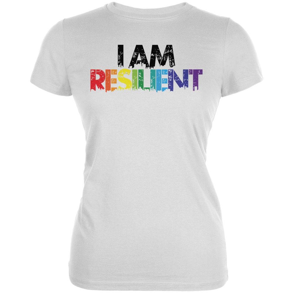 LGBTQ Gay Pride 'I Am Resilient' Juniors Soft Cotton T-Shirt - White, Size 2XL - Perfect for Pride Parades, LGBTQ Events & Everyday Wear