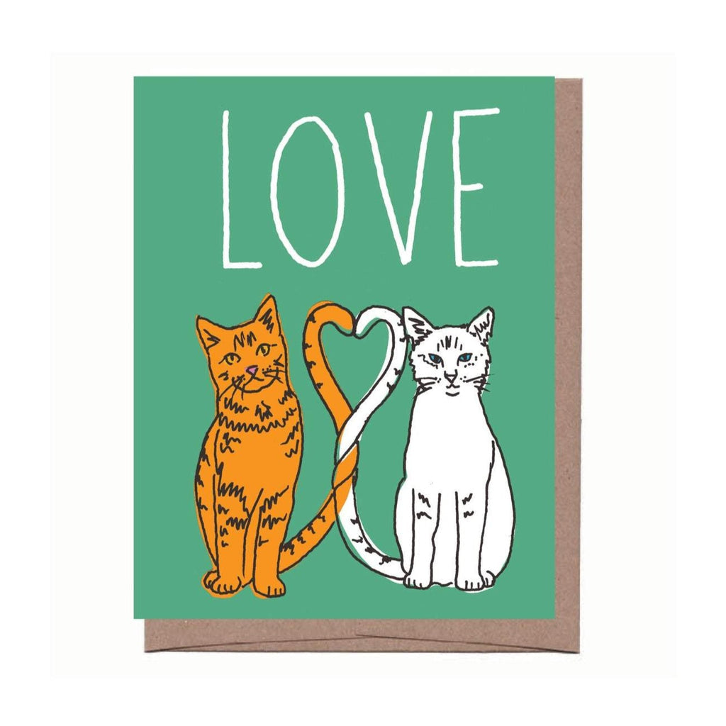 Heart Cats Greeting Card - Cute Feline Design by La Familia Green - Perfect for Birthdays, Anniversaries & Cat Lovers