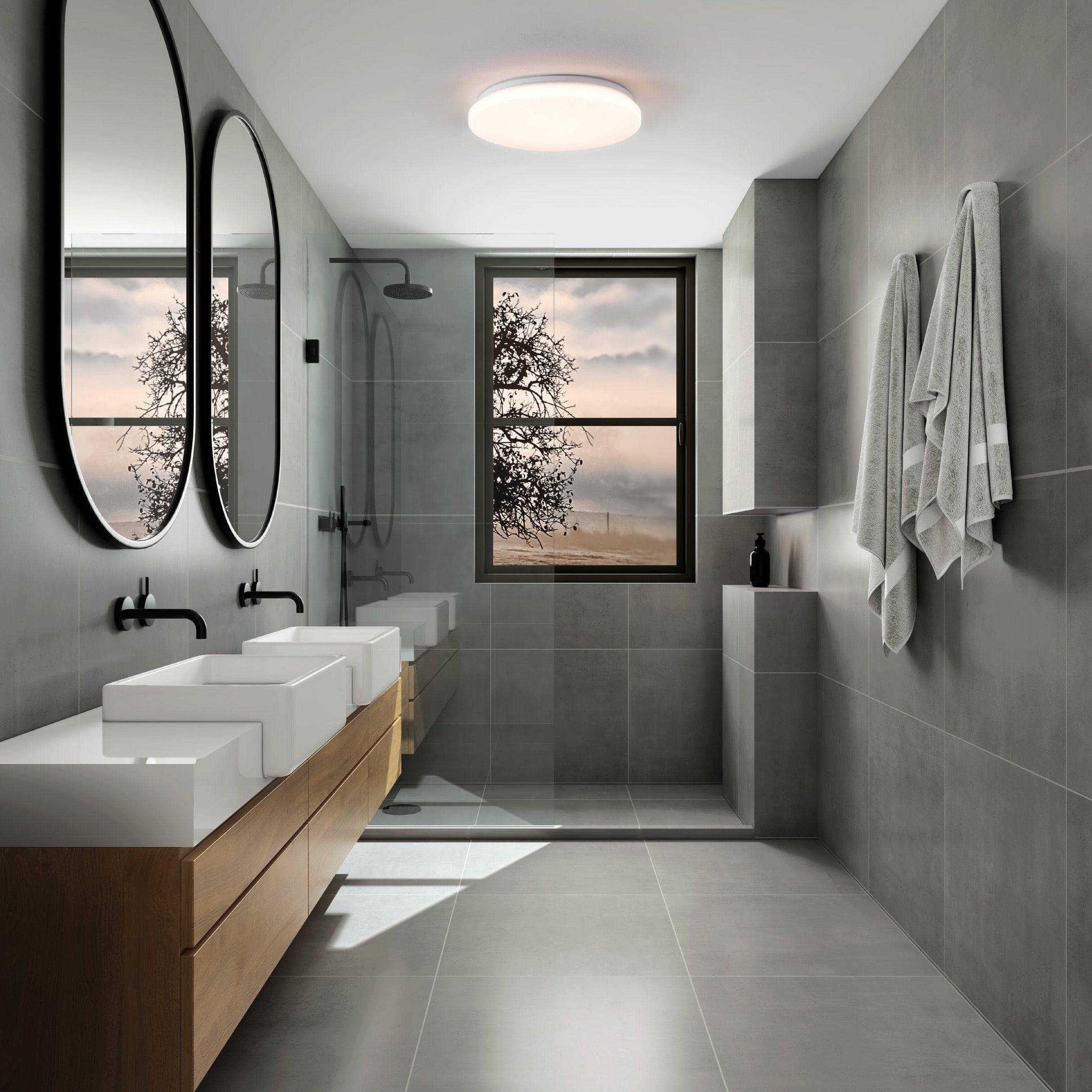 Eglo Frania S Round White IP44 Bathroom Ceiling Flush Light Fixture 31cm - Perfect for Bathroom, Powder Room & Spa Lighting