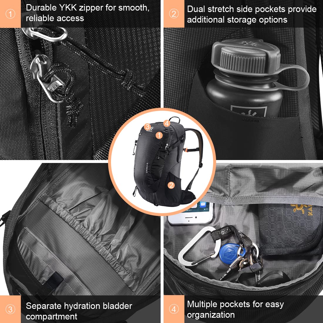 KAILAS Q-WIND II 28L Lightweight Hiking Backpack for Men & Women - Waterproof Daypack with Rain Cover for Outdoor Travel, Camping & Trekking