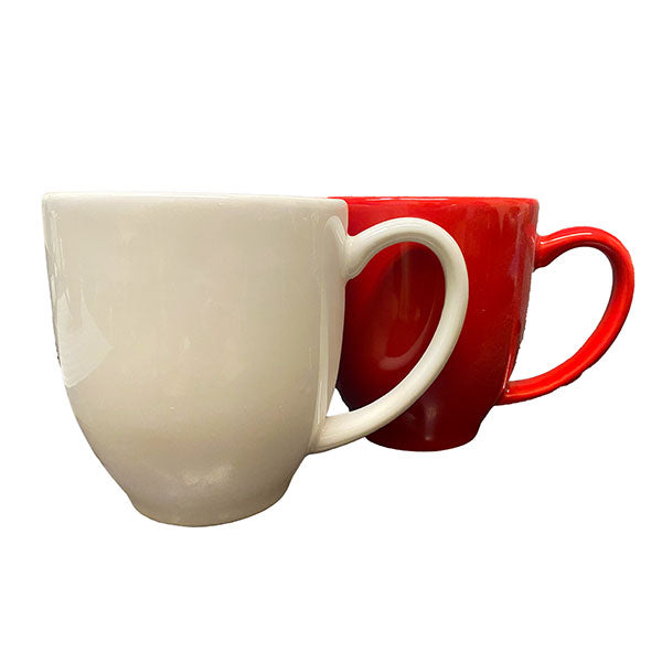 Valentine's Day Bistro Mug Set of 2 - 16oz Coffee Cups for Couples, Red & White Ceramic Mugs - Perfect for Romantic Breakfast, Anniversary Gifts & Coffee Lovers