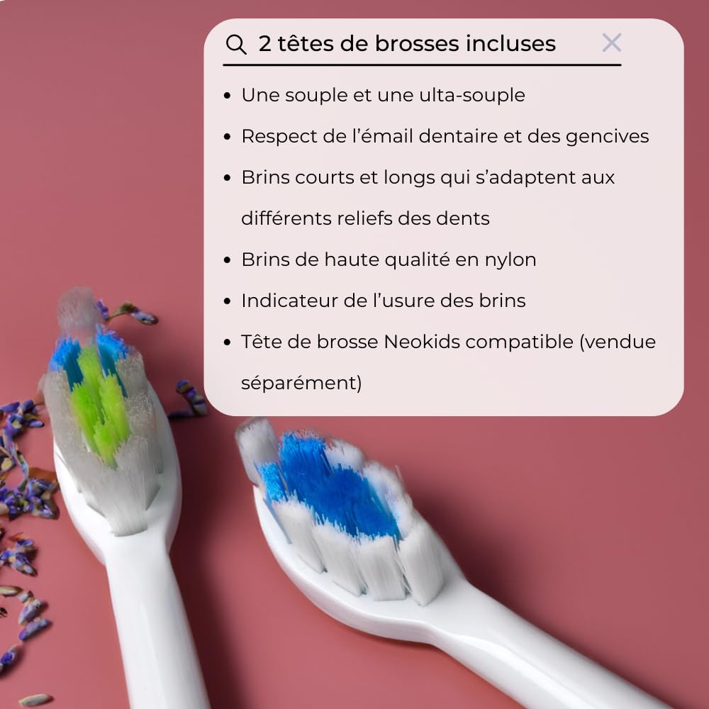 NEOPULSE® NEOSONIC® Electric Toothbrush with Sonic Technology - USB Rechargeable, 15 Modes, 2 Brush Heads, 3-Month Battery Life - Timer & NEOKIDS Compatible - Perfect for Travel & Family Oral Care