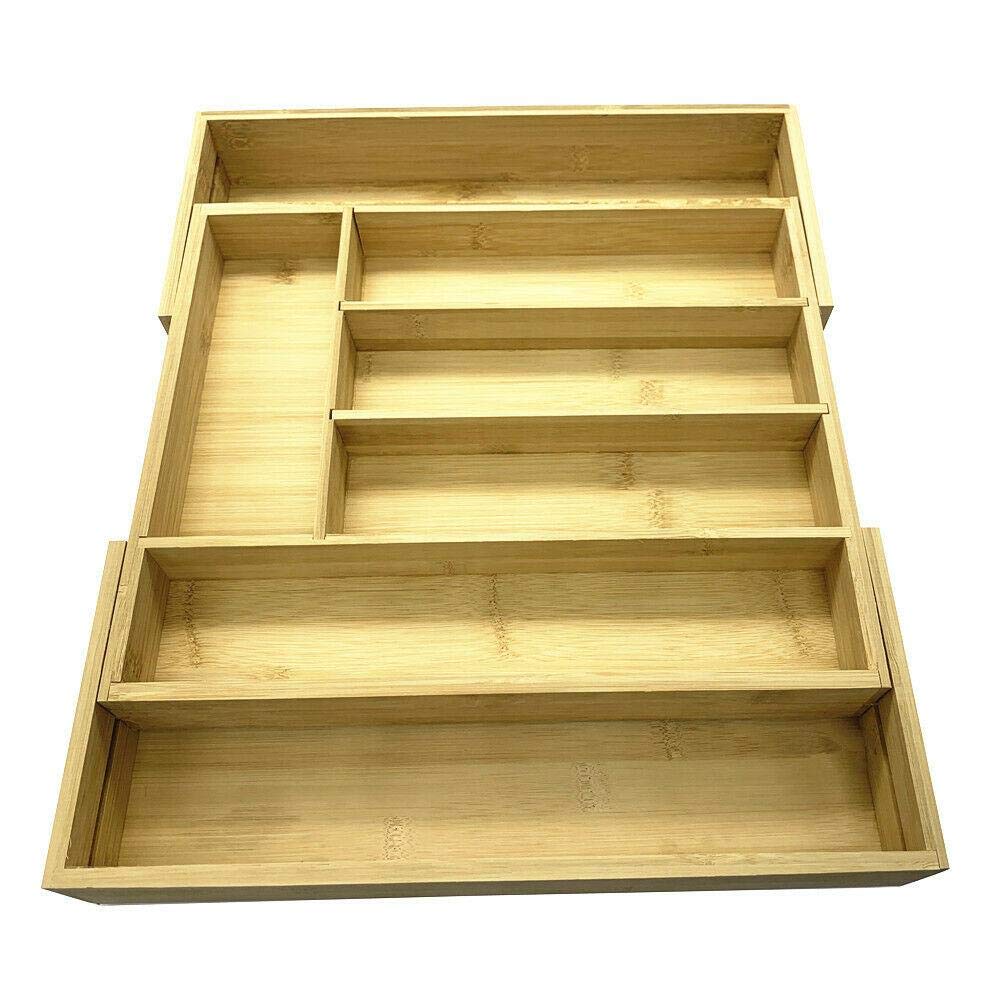 Bamboo Cutlery Organizer Tray - 6 Compartment Drawer Storage for Forks, Spoons & Knives | Kitchen Utensil Holder | Eco-Friendly Bamboo Drawer Organizer for Silverware & Flatware | Perfect for Home, RV, or Office Kitchen Organization