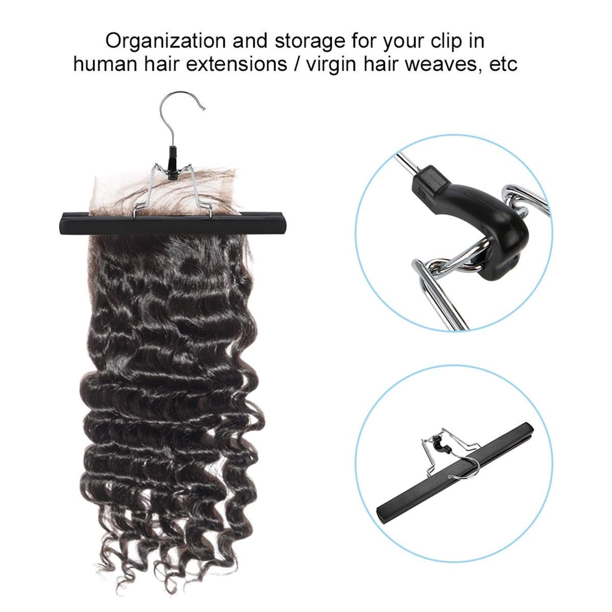 10pcs Wig Storage Bags with Wooden Hangers - Dustproof Hair Extensions Organizer for Beauty Salon, Travel & Daily Use (Black Bags + Black Hangers) - Perfect for Wig Protection & Storage at Home or On-the-Go